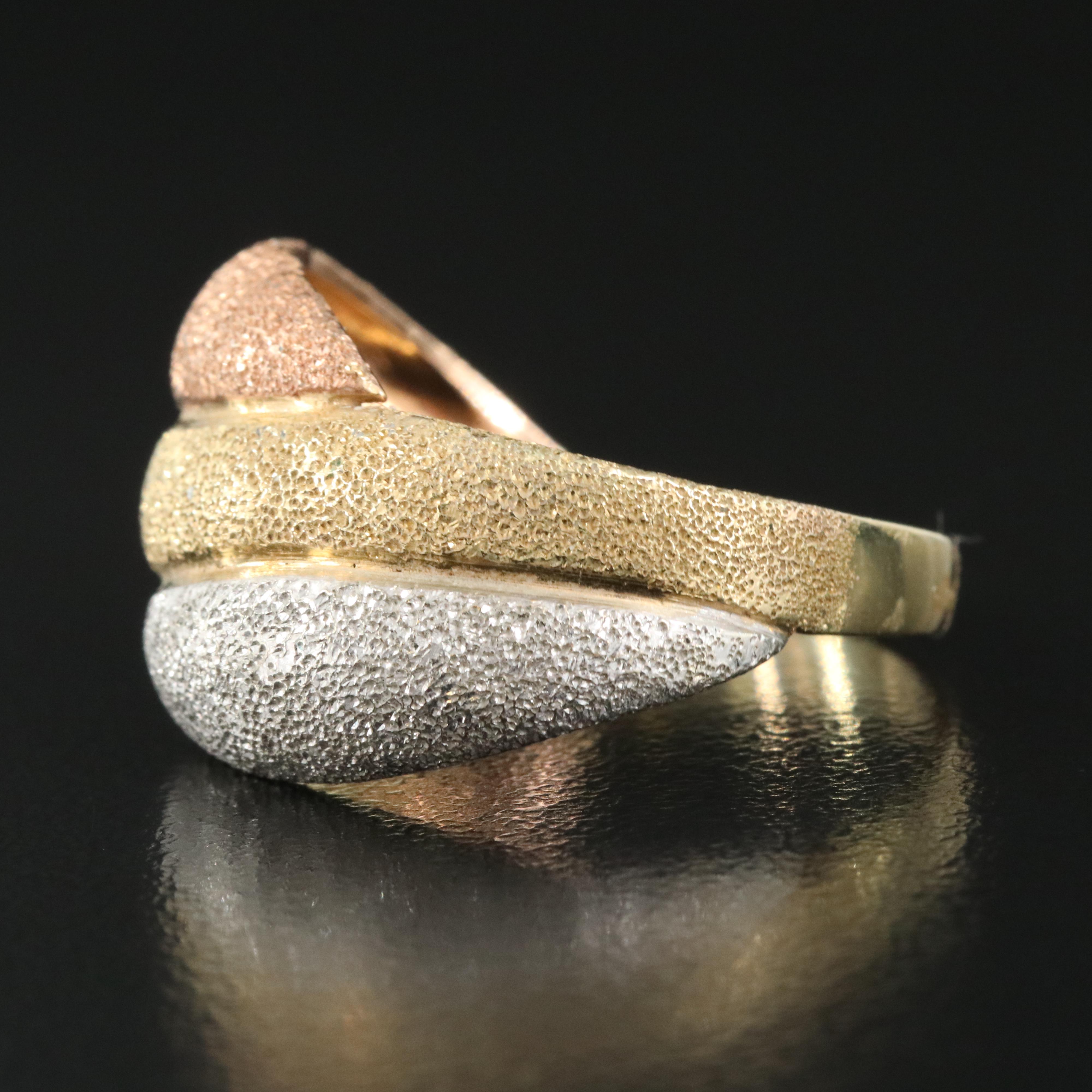 Italian Milor 14K Tri-Gold Ring with Textured Finish