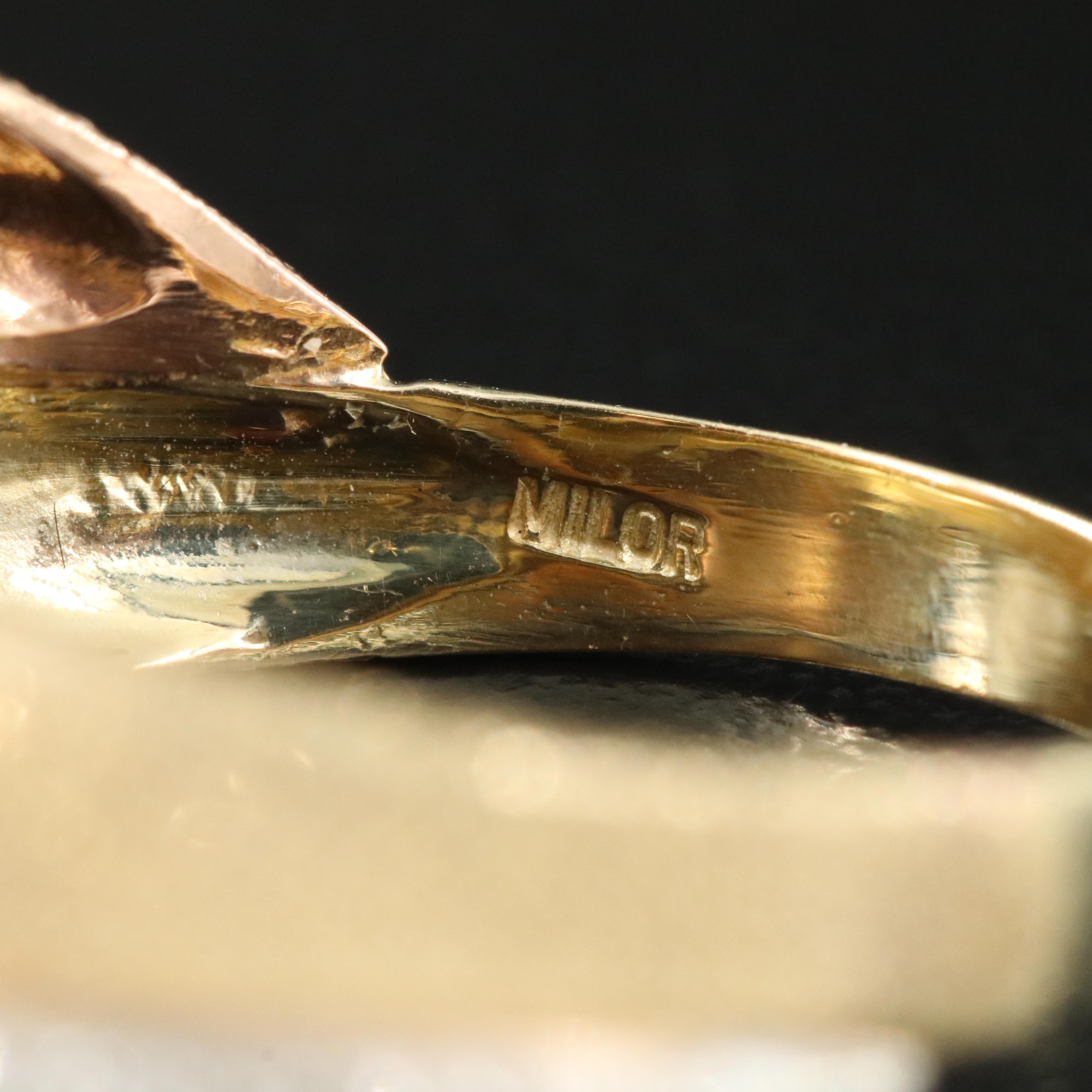 Italian Milor 14K Tri-Gold Ring with Textured Finish