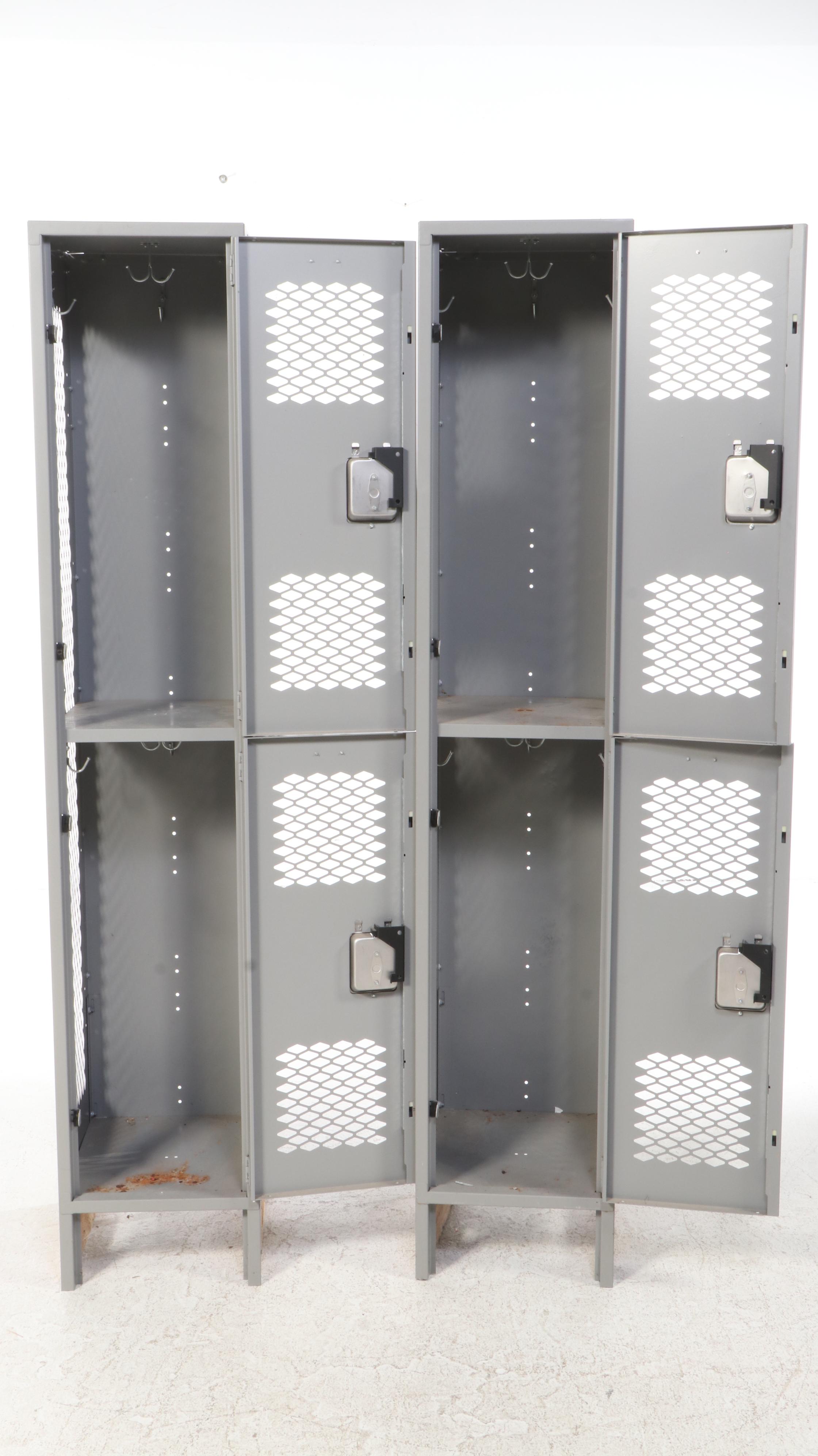 Two Salsbury Industries Powder-Coated Steel Double-Tier See-Through Lockers