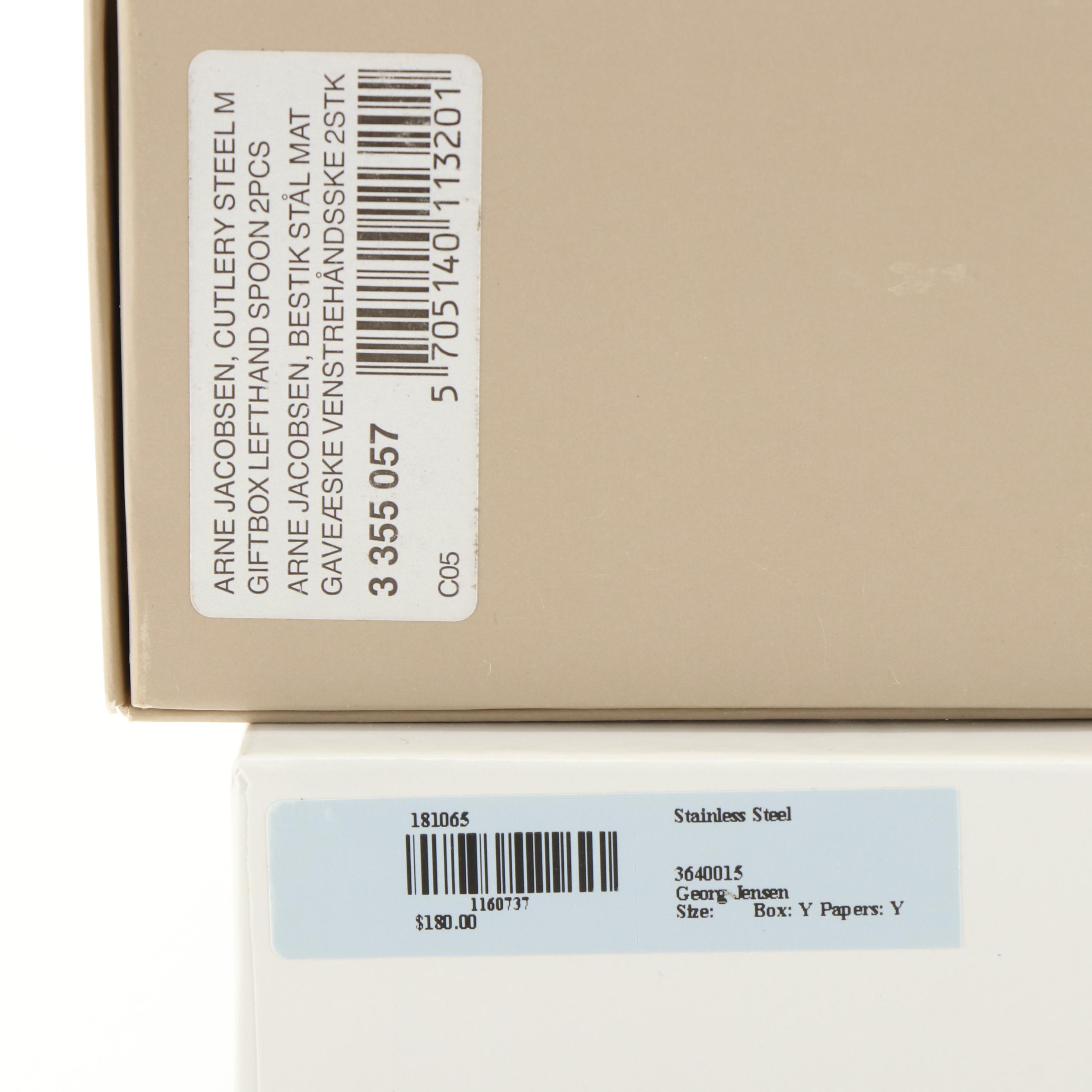 Georg Jensen Stainless Steel Cheese Knife, Butter Knives and Left Handed Spoons