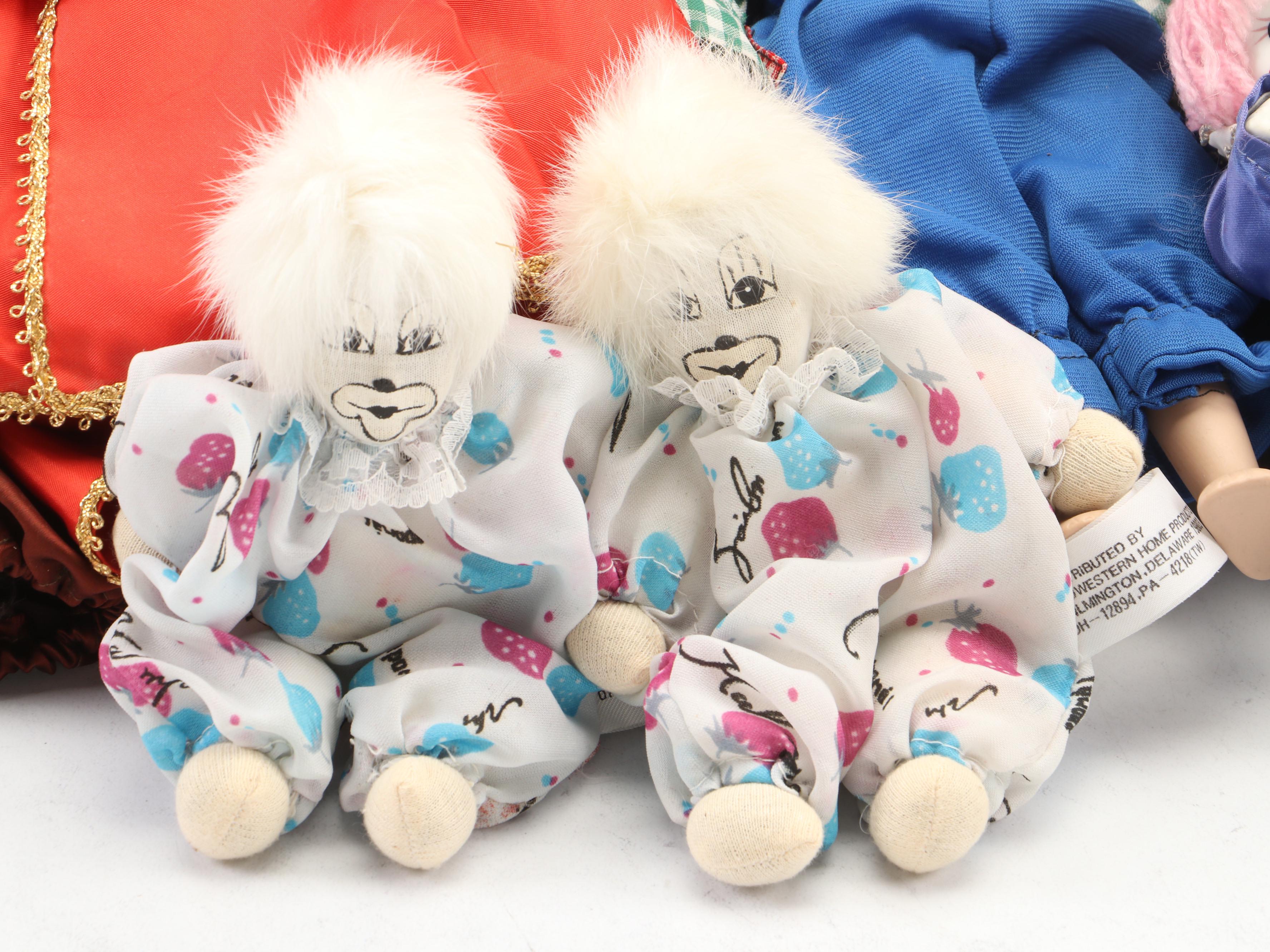 Musical Emmett Kelly as "Weary Willie" Porcelain Doll with Other Clown Dolls