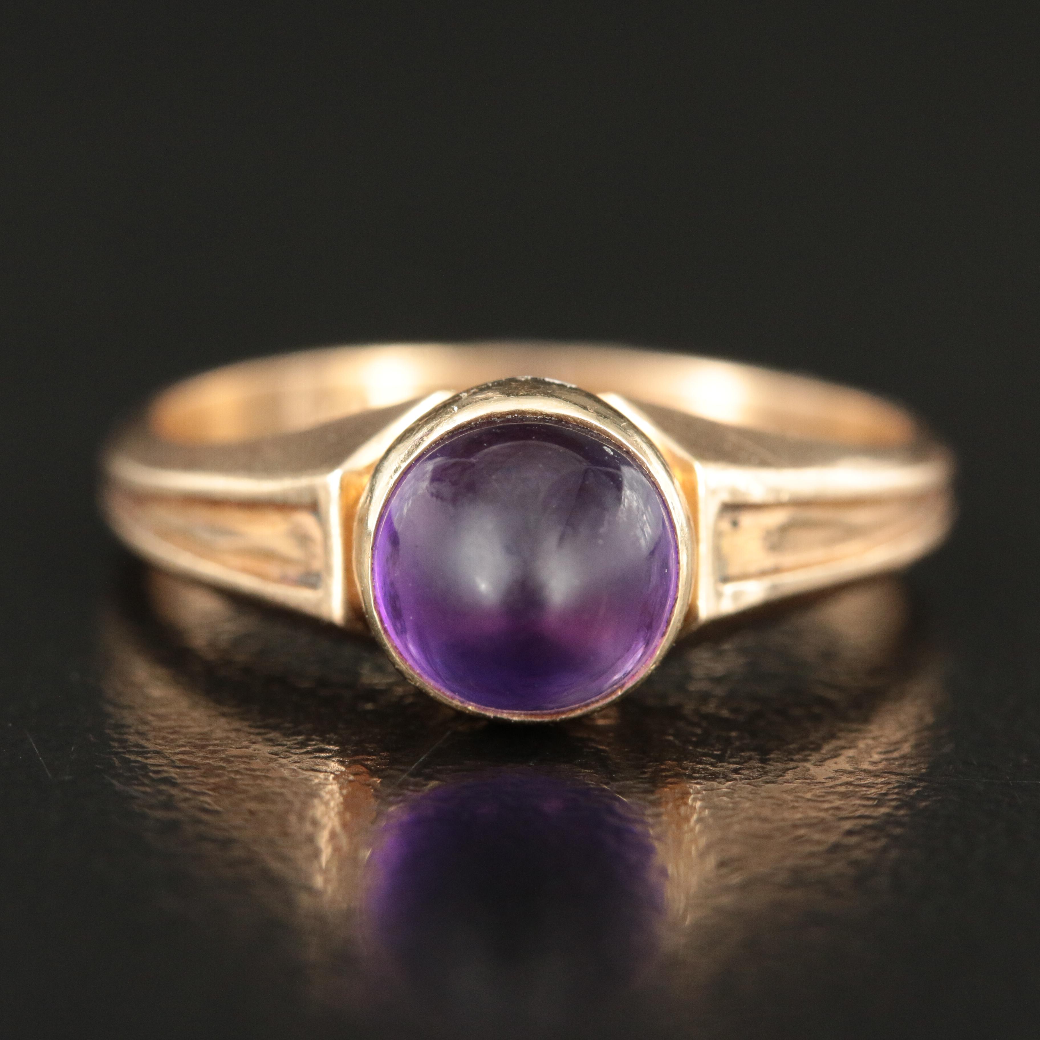 14K Amethyst Solitaire Ring