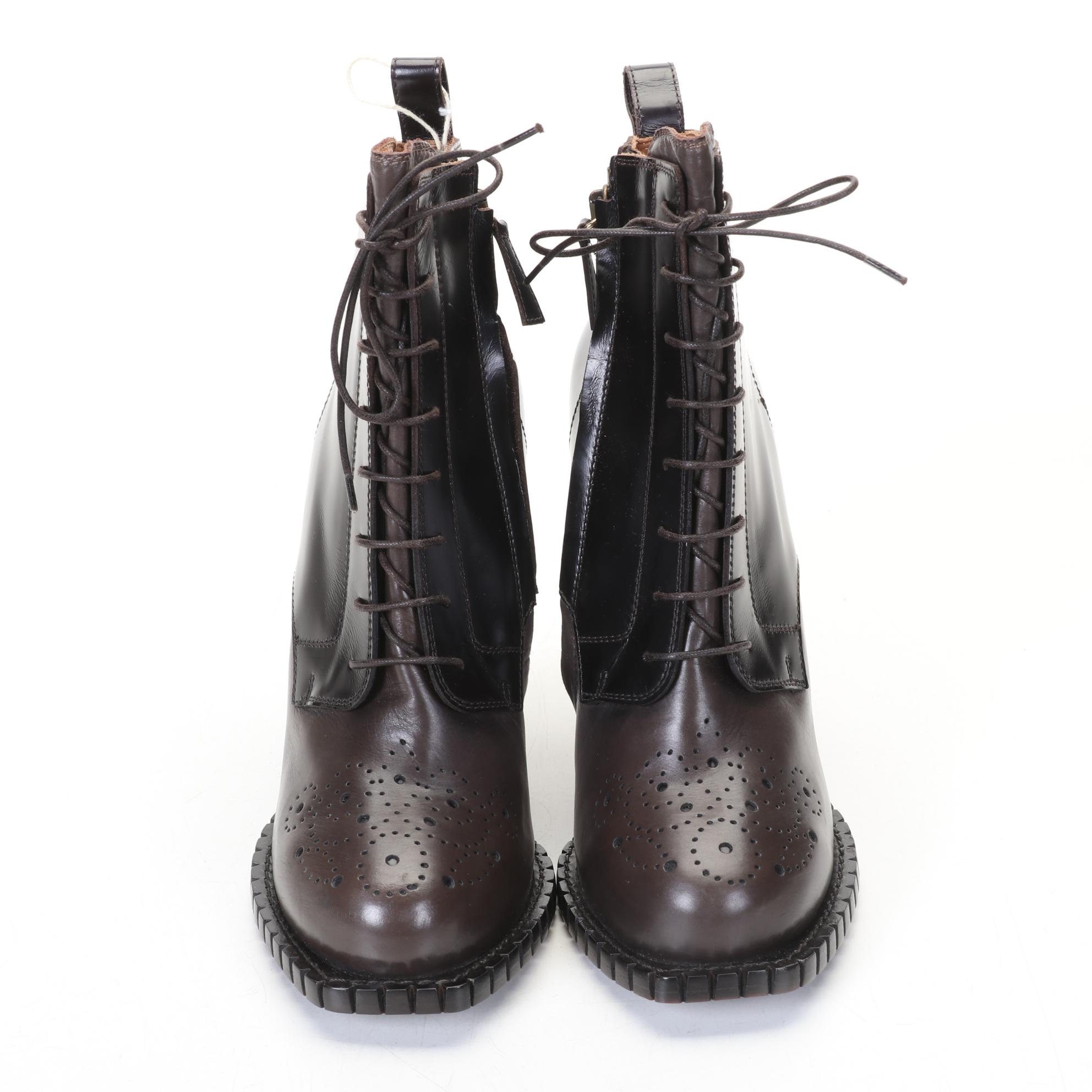 Rochas High-Heel Mocha Brown Ankle Boots, Size 8