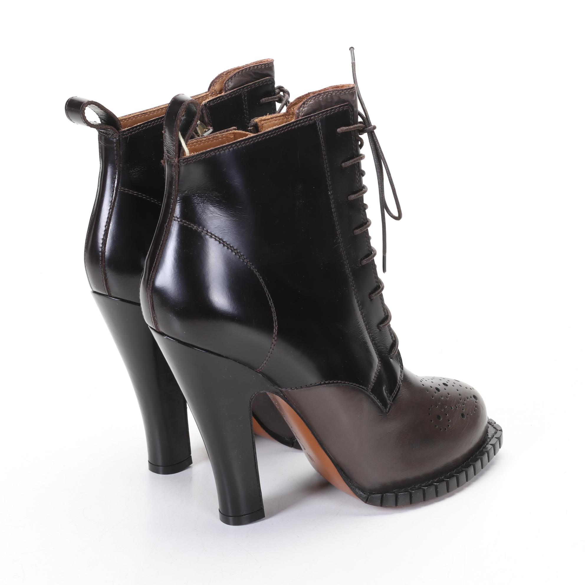 Rochas High-Heel Mocha Brown Ankle Boots, Size 8