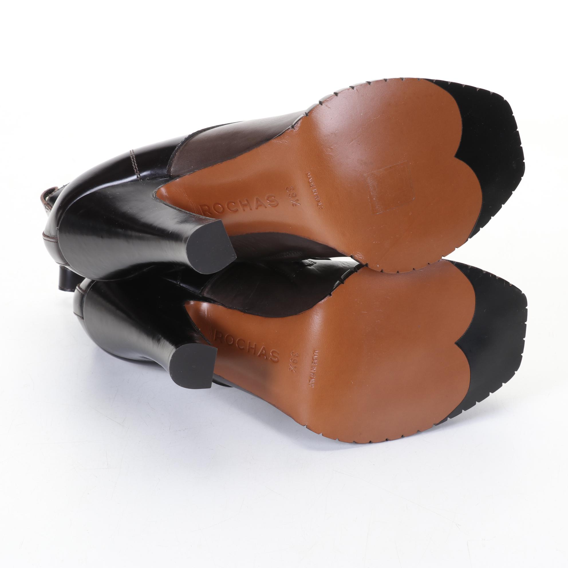 Rochas High-Heel Mocha Brown Ankle Boots, Size 8