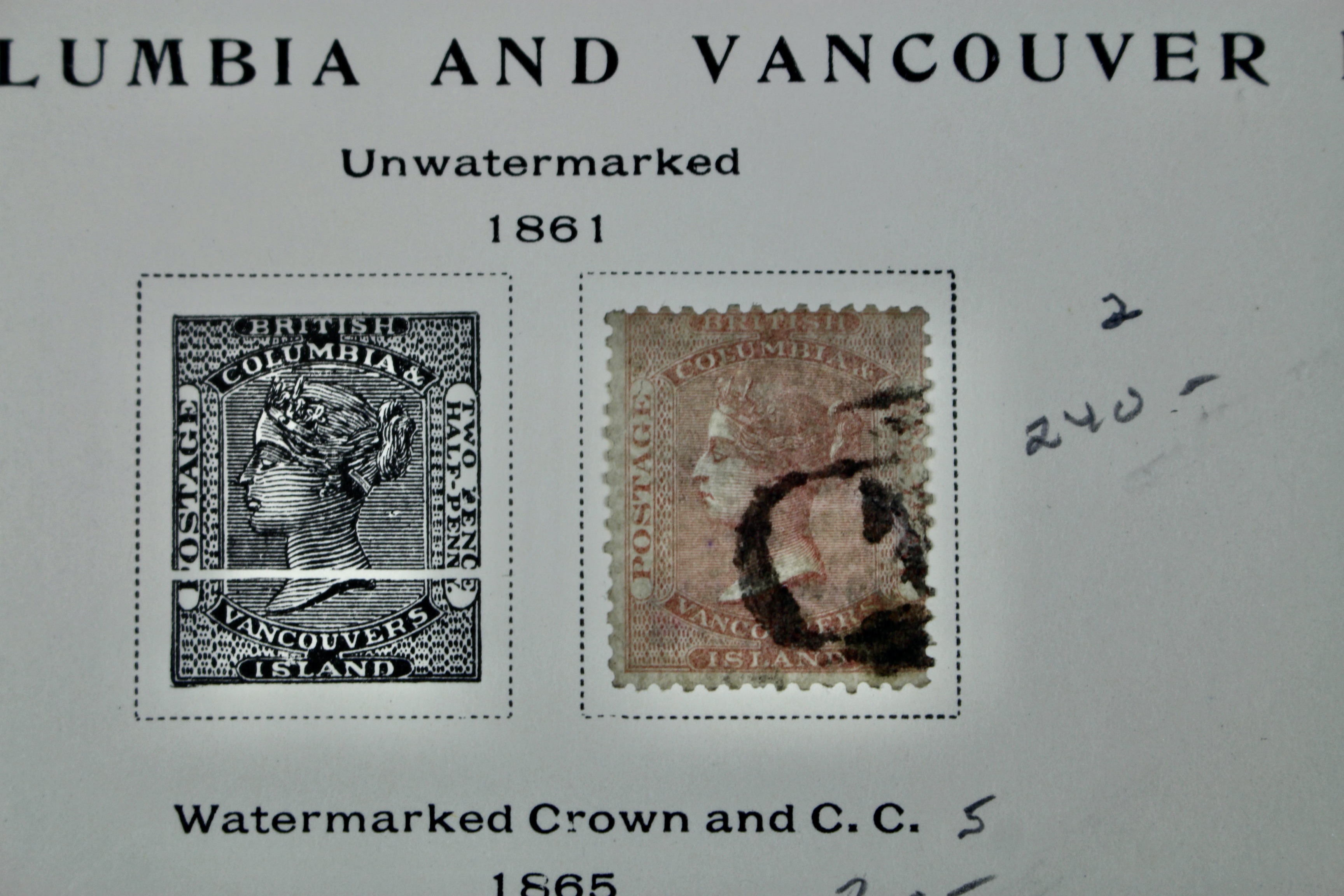 Five Early Vancouver and British Columbia Postage Stamps