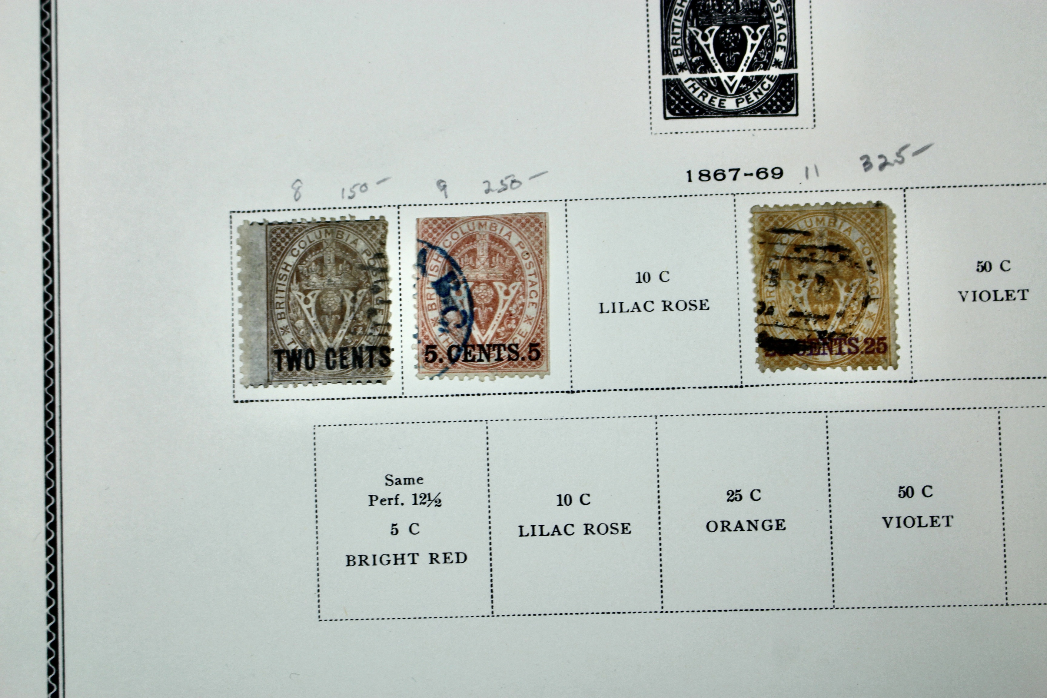 Five Early Vancouver and British Columbia Postage Stamps