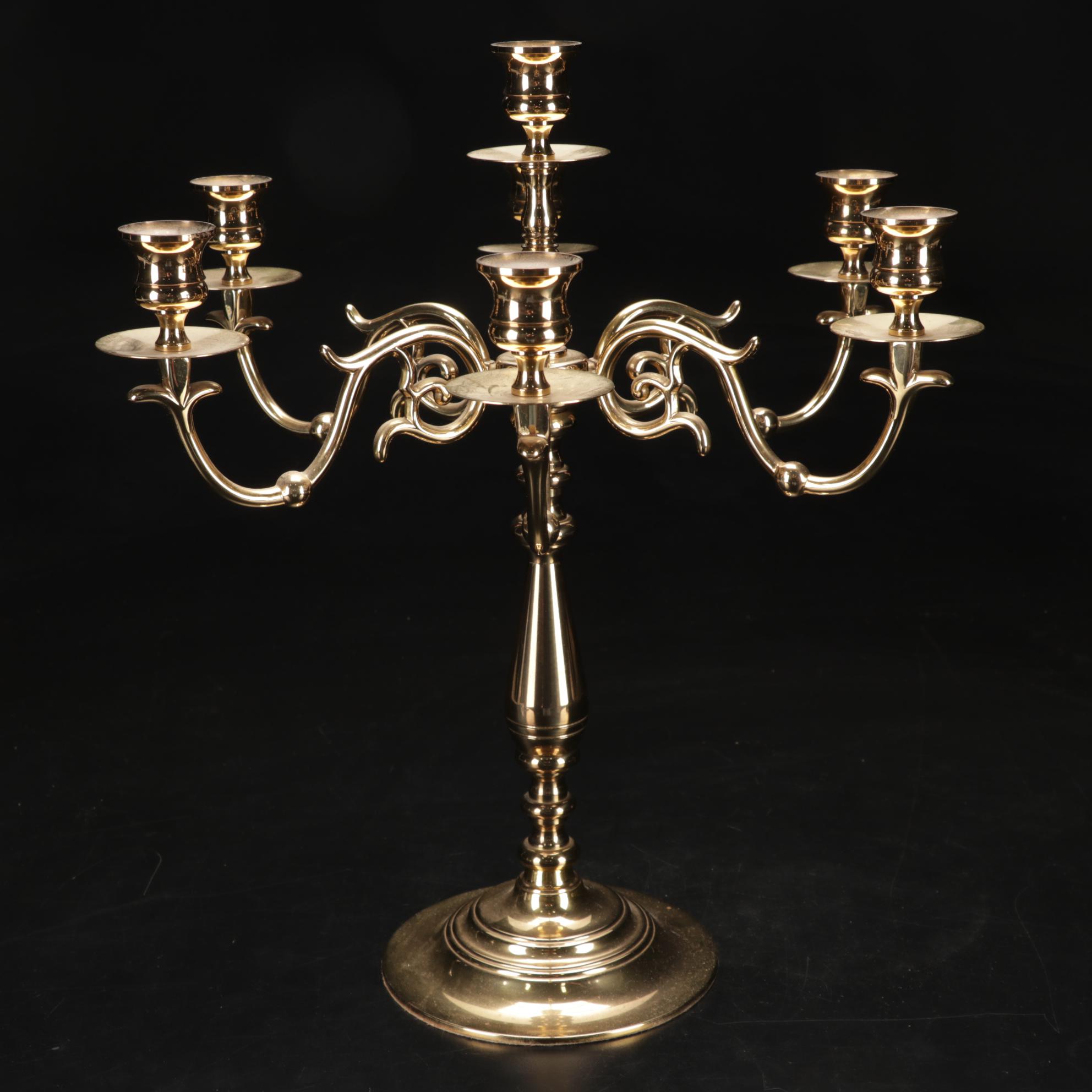 Baldwin Brass Candelabra and Royal Crystal Rock Desk Clock EBTH