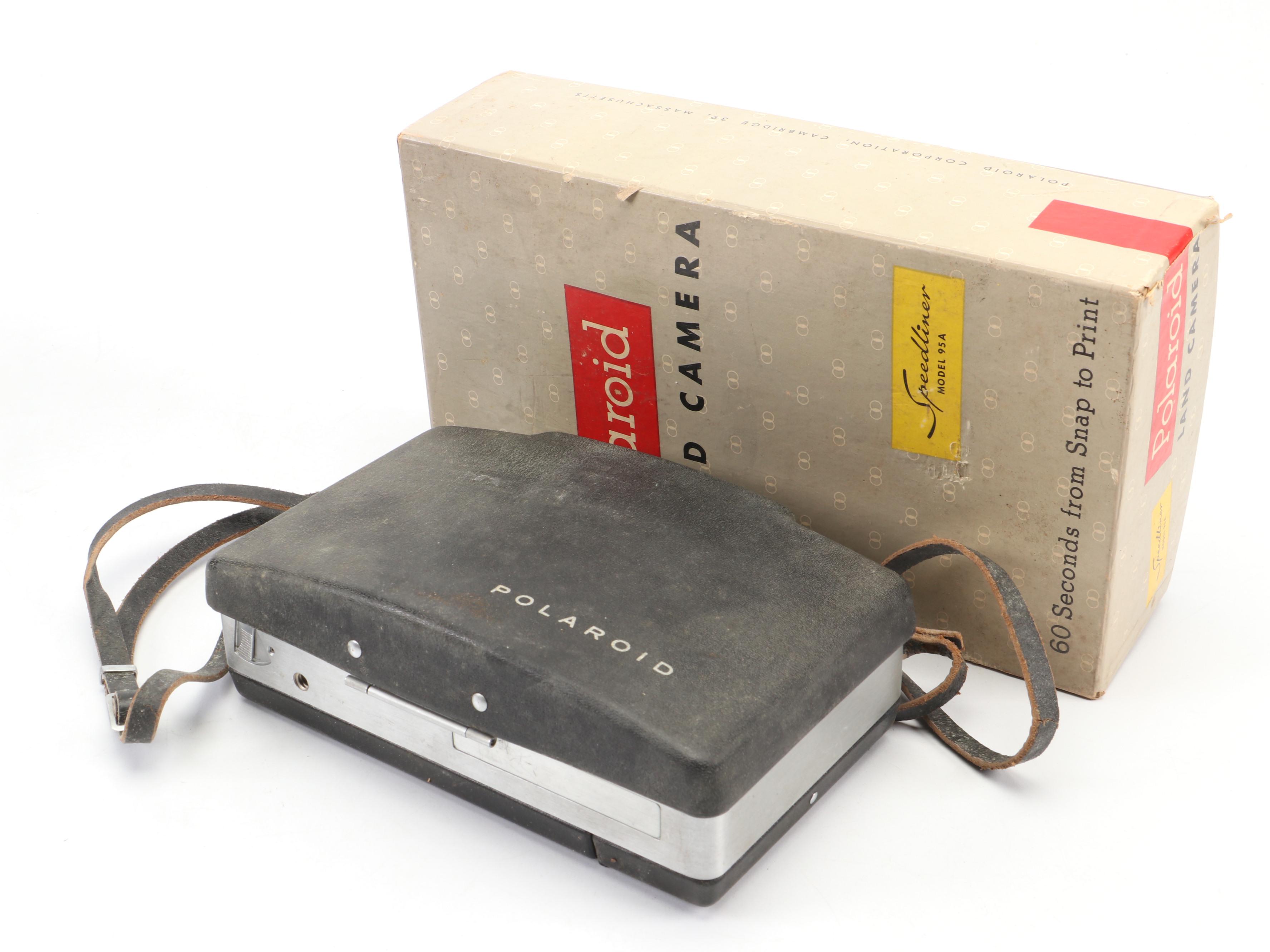 Polaroid Land Camera Automatic 100 and Model 95A with Flashes and Accessories