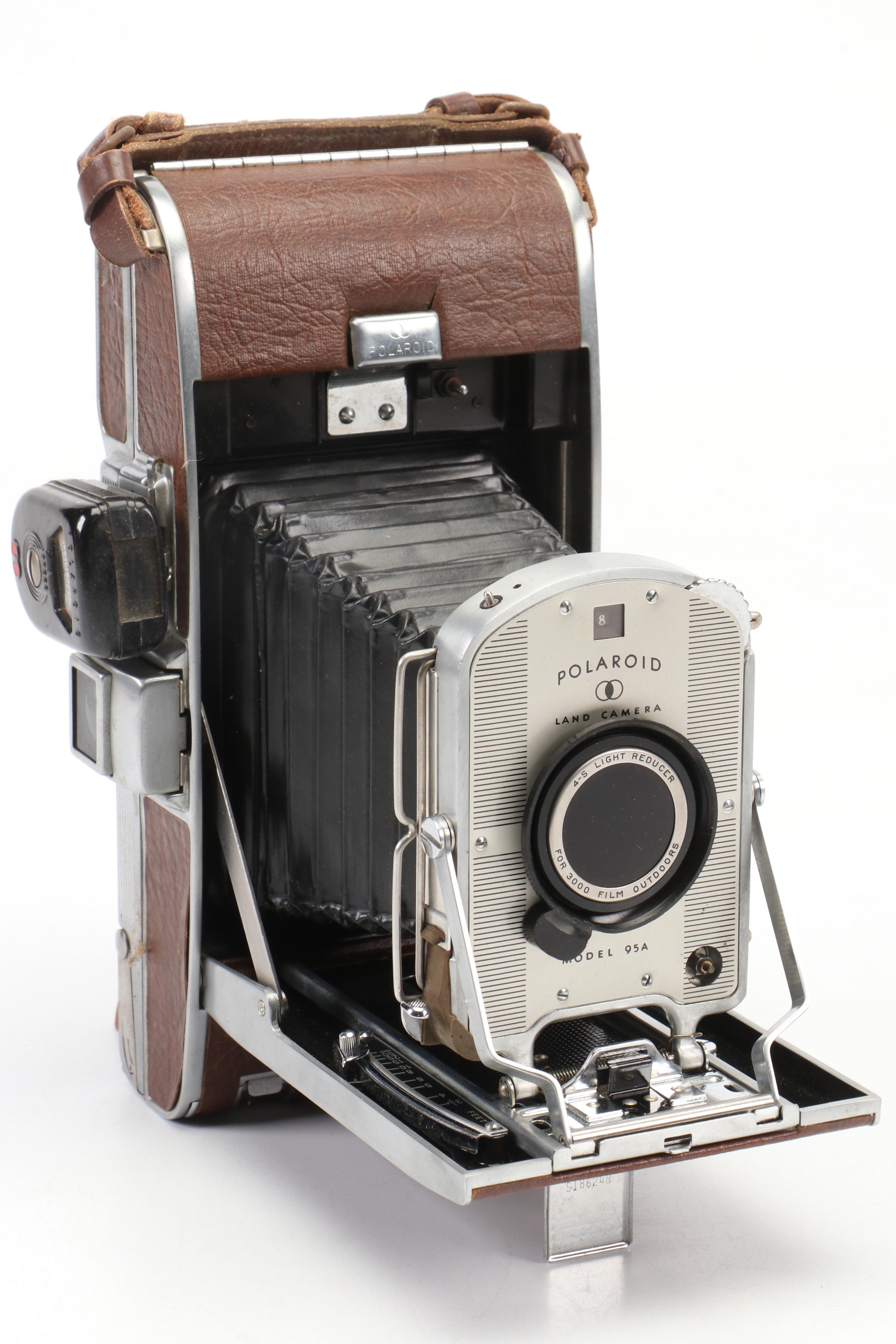 Polaroid Land Camera Automatic 100 and Model 95A with Flashes and Accessories