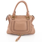 Chloé Marcie Double Carry Bag in Dusty Blush Pink Calfskin Leather
