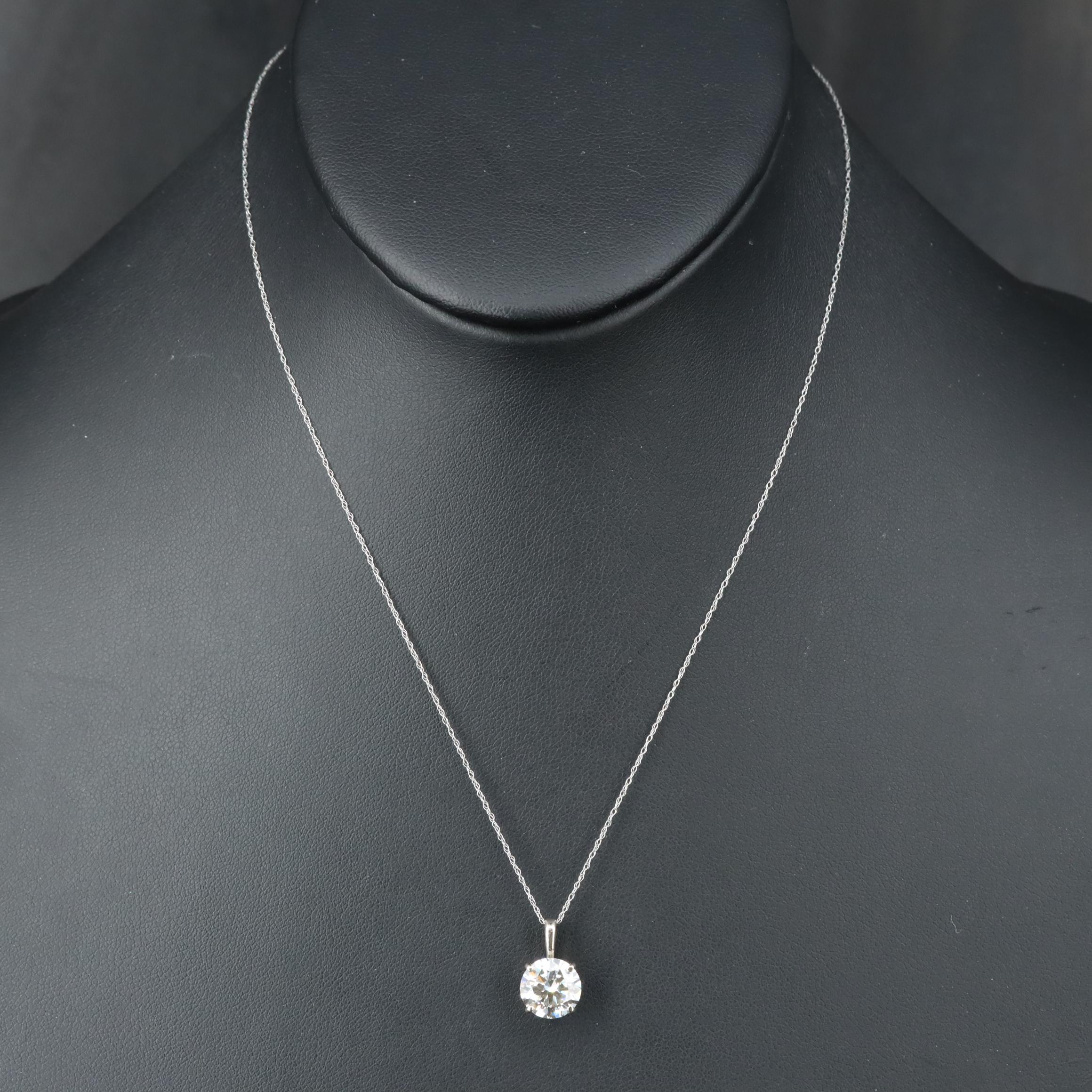 14K 2.50 CT Lab Grown Diamond Solitaire Pendant Necklace with IGI Report