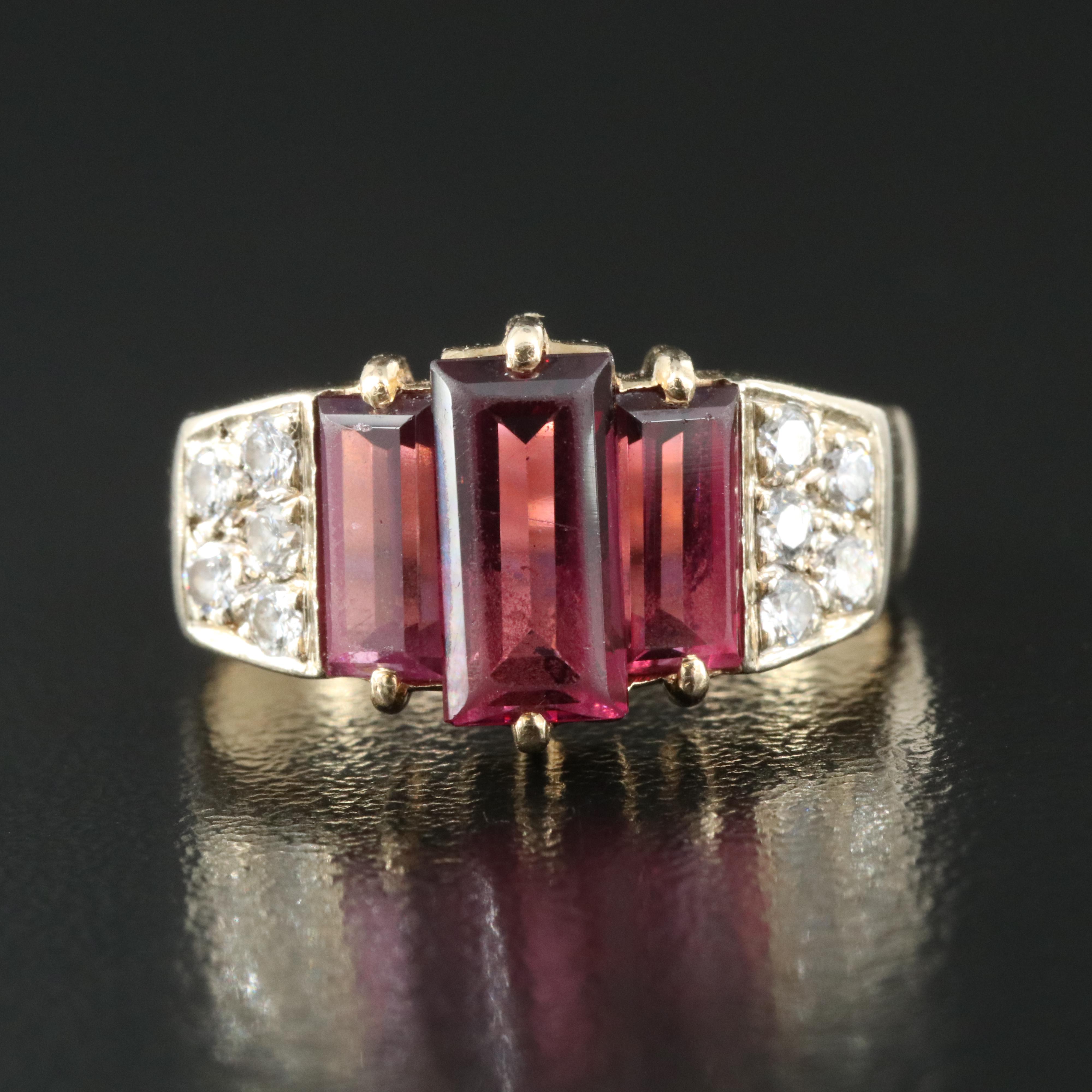 14K Garnet and Diamond Ring