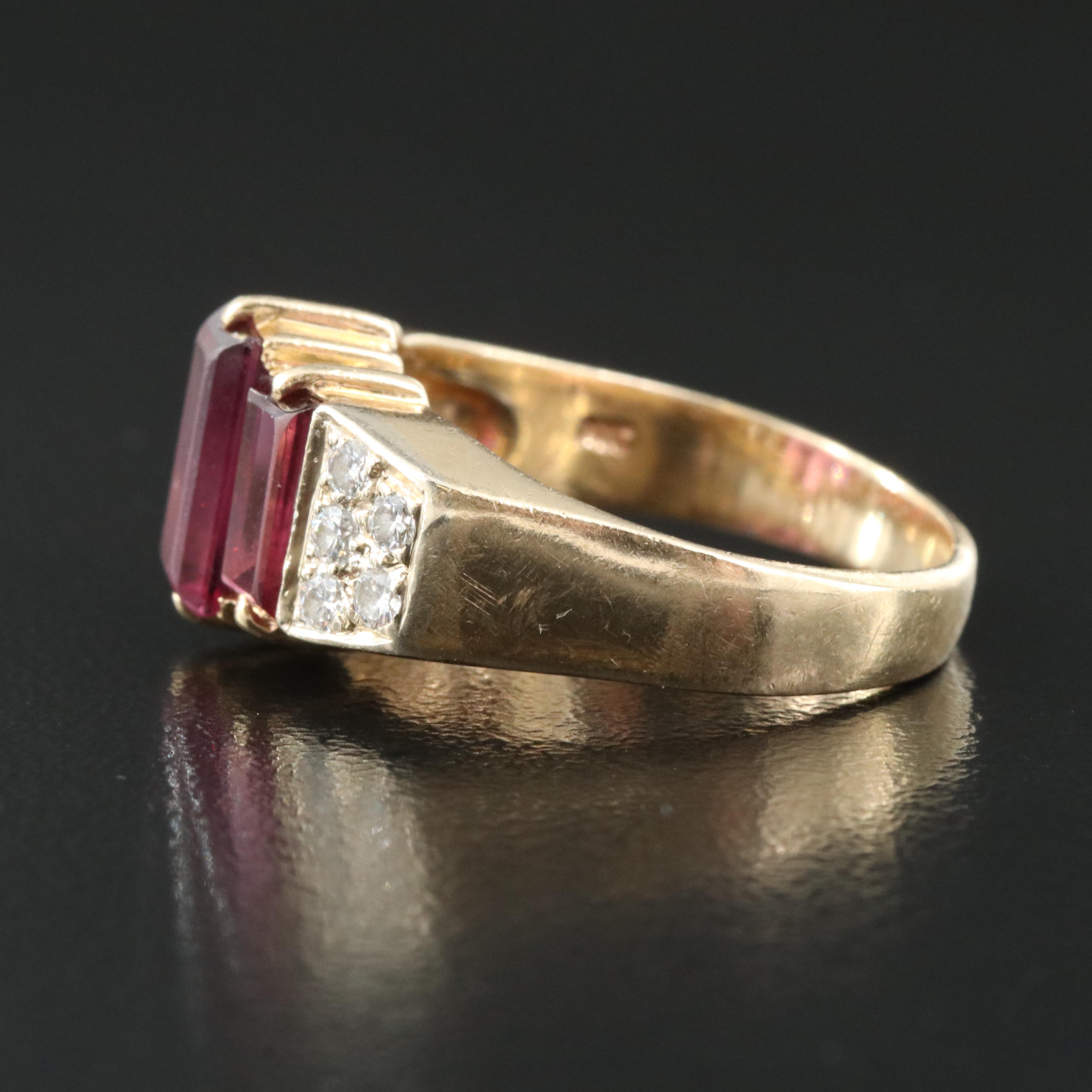 14K Garnet and Diamond Ring