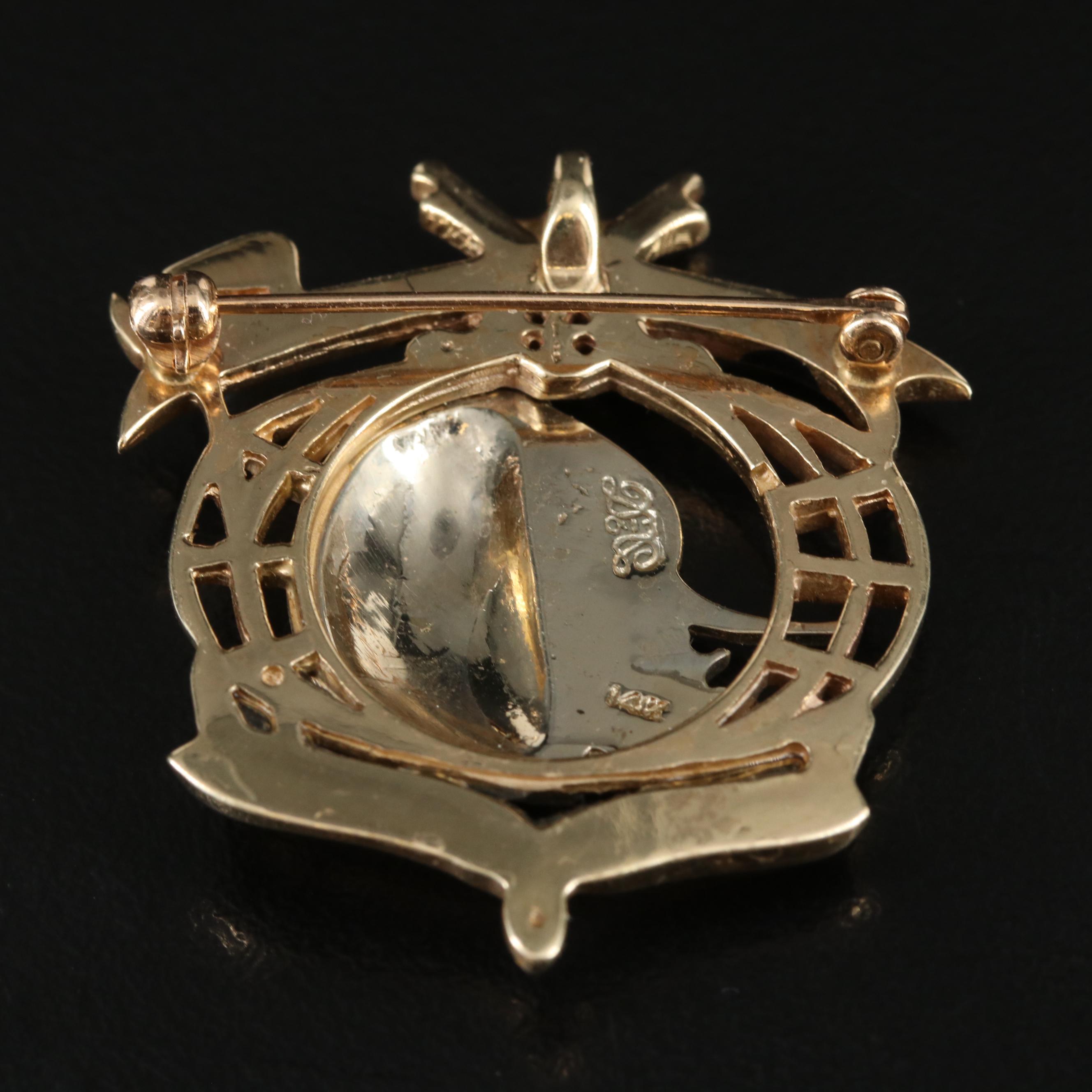 14K Two Tone Pearl and Spinel Bob Hope Desert Classic Converter Brooch