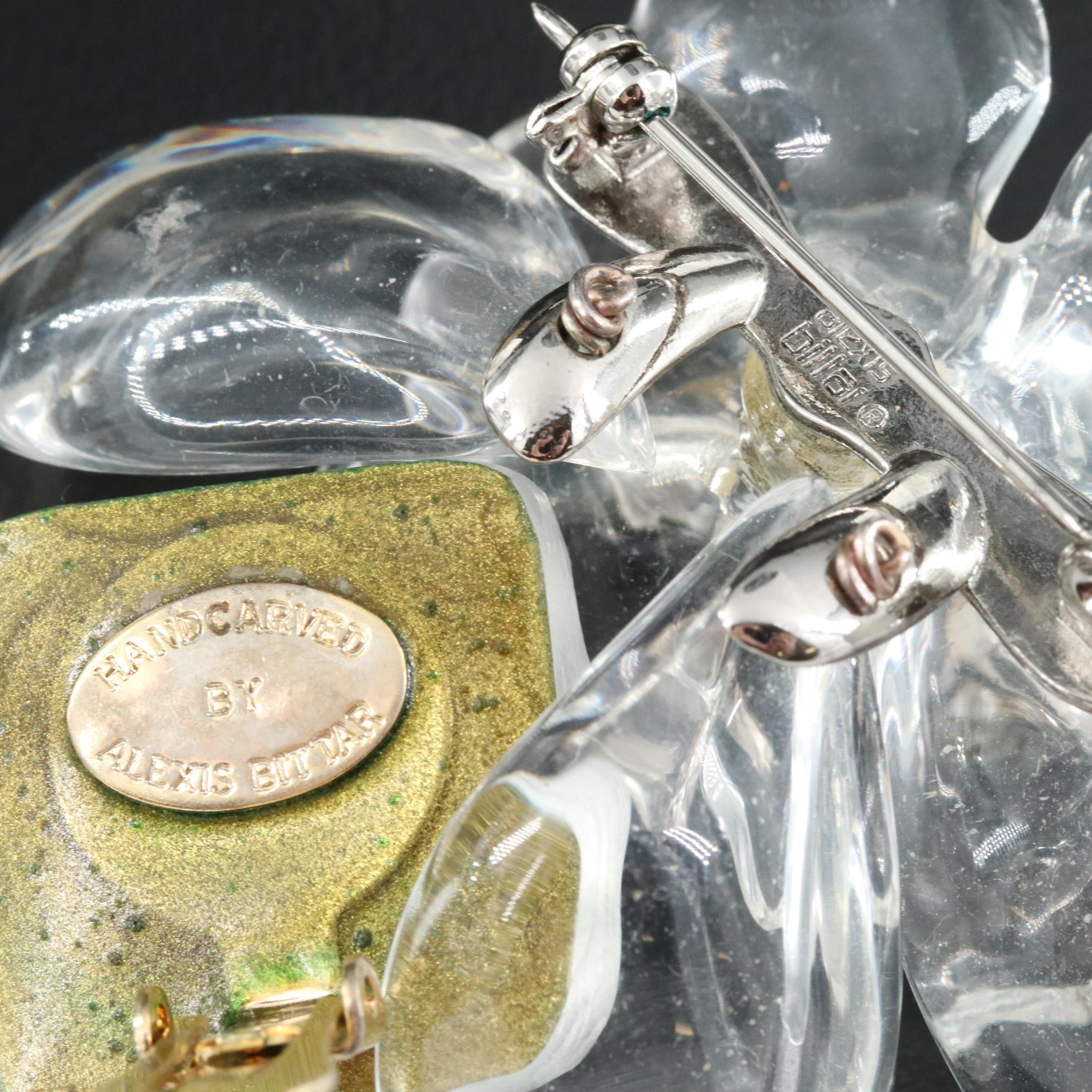 Alexis Bittar Lucite, Crystal and Faux Pearl Earrings, Brooch and Magnets