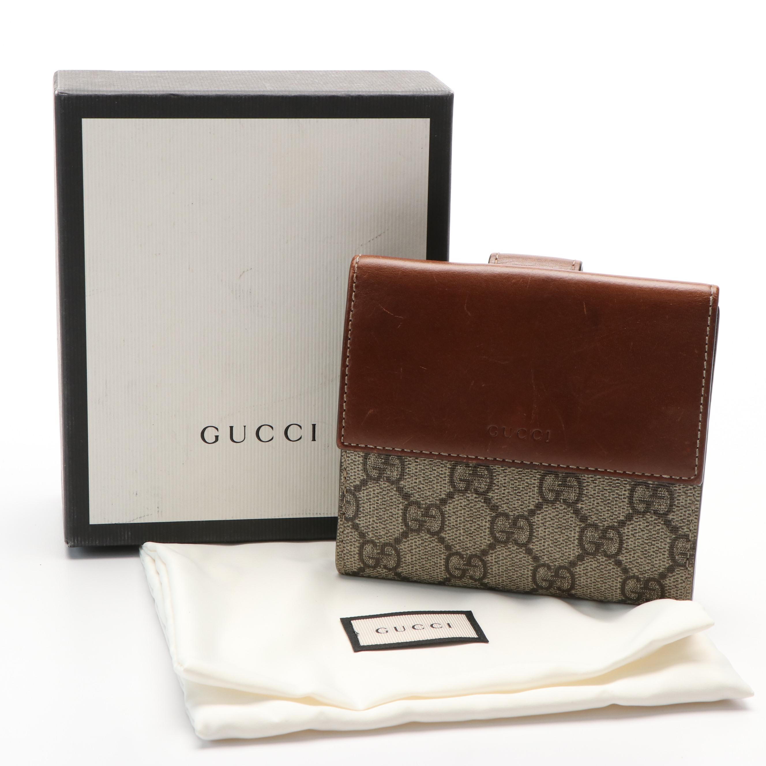 Gucci GG Supreme French Flap Bifold Wallet