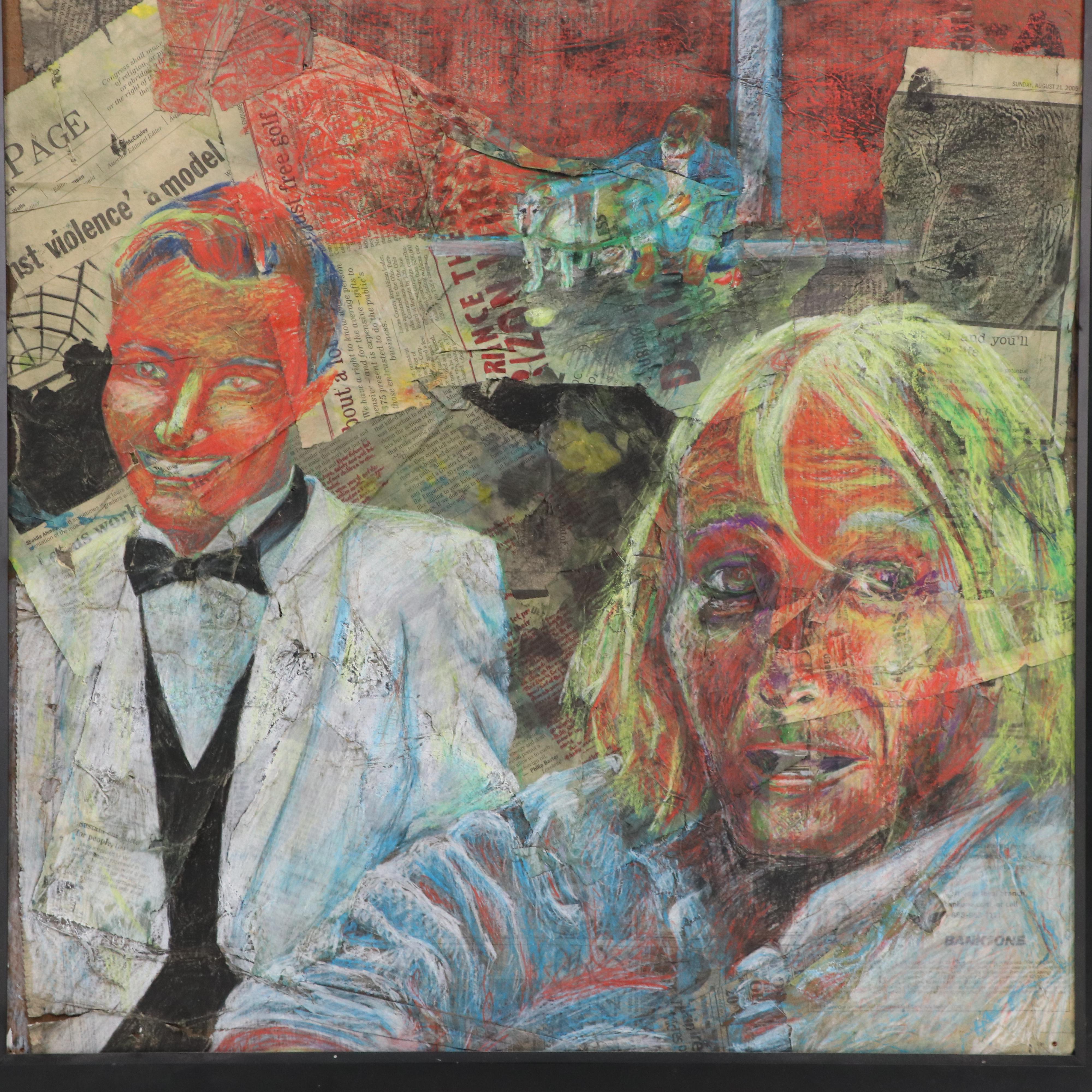 Surrealist Mixed Media Collage, Late 20th Century