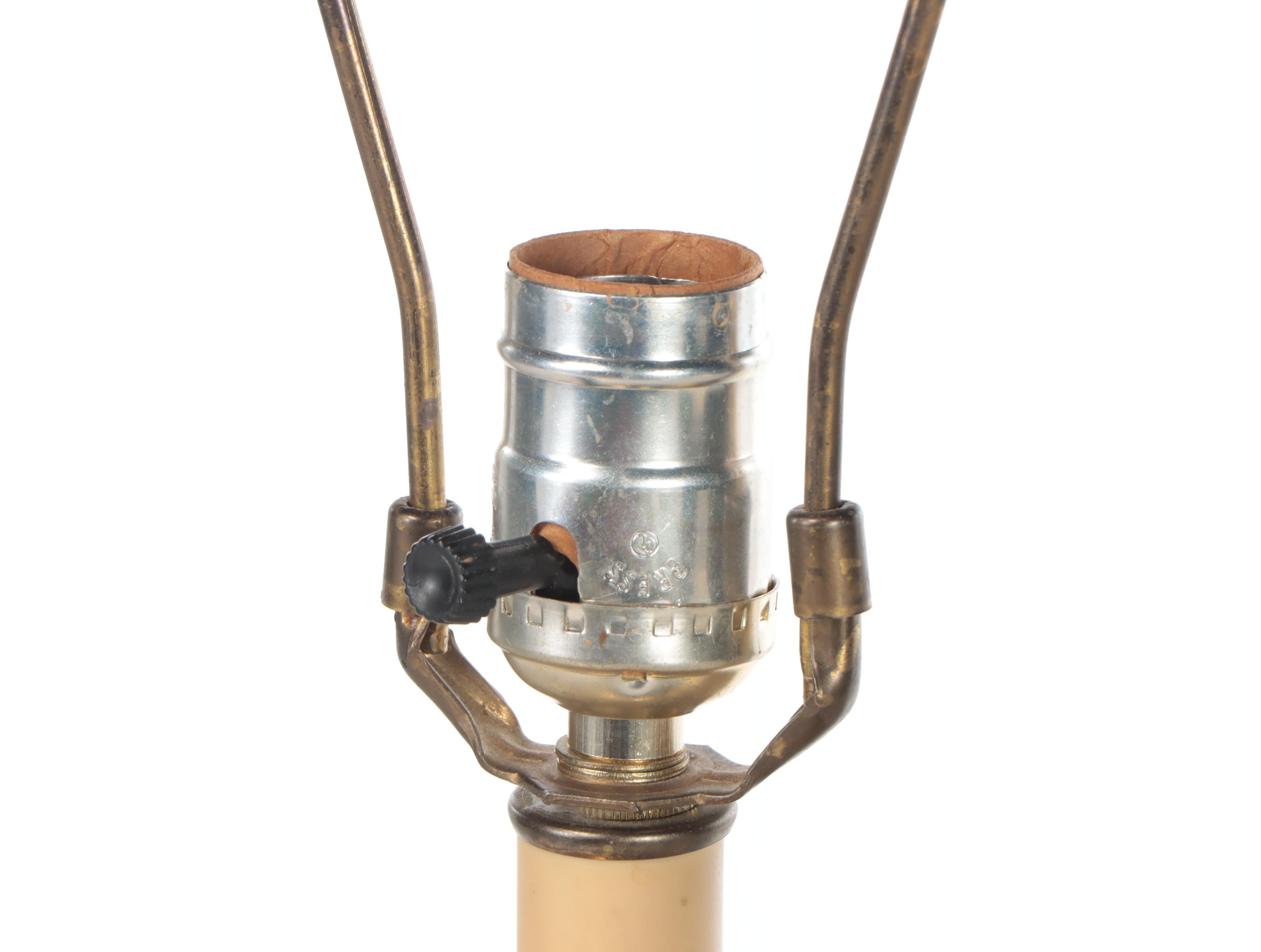 Brass Double Handle Table Lamp with Fabric Lampshade