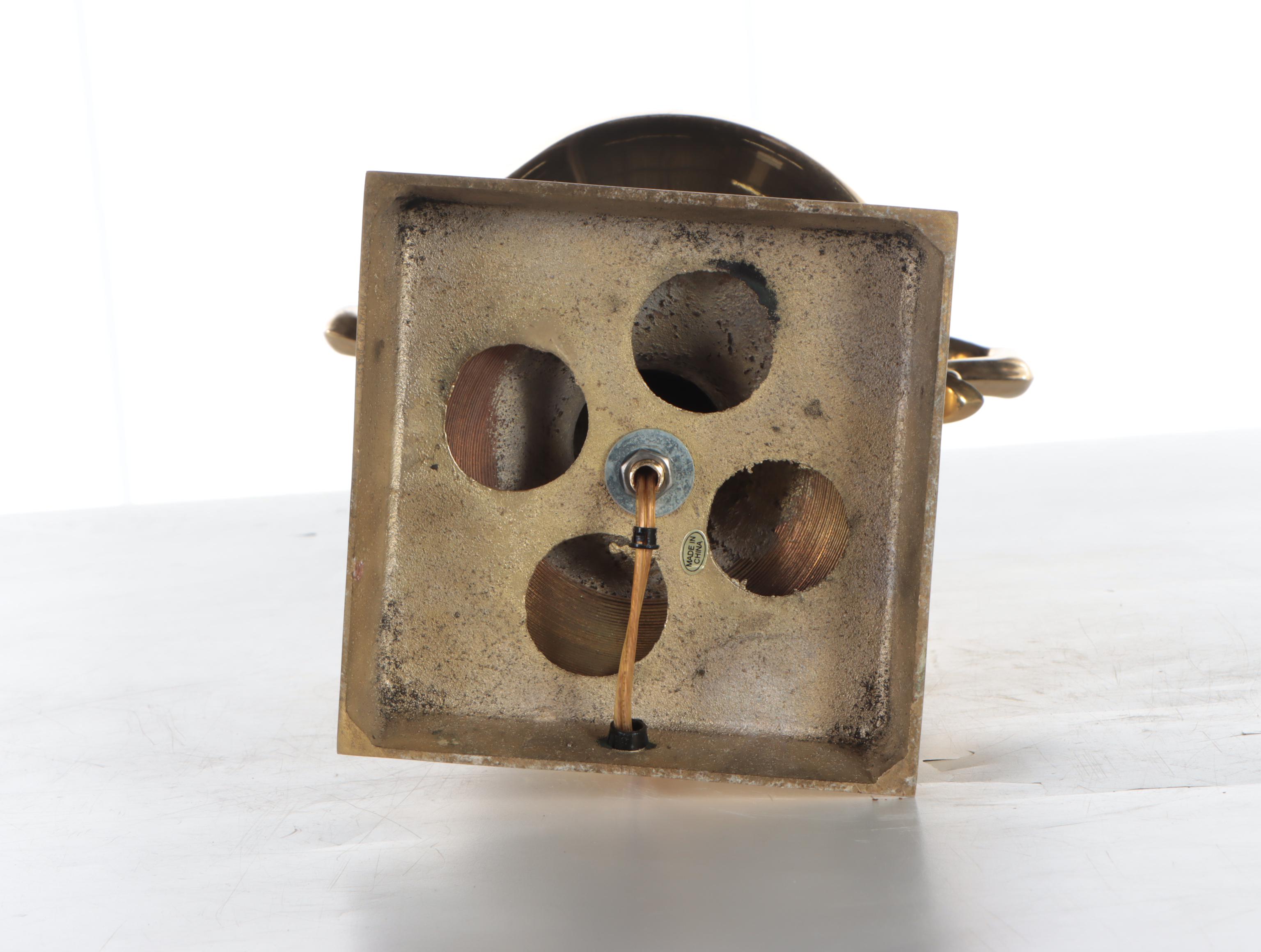 Brass Double Handle Table Lamp with Fabric Lampshade