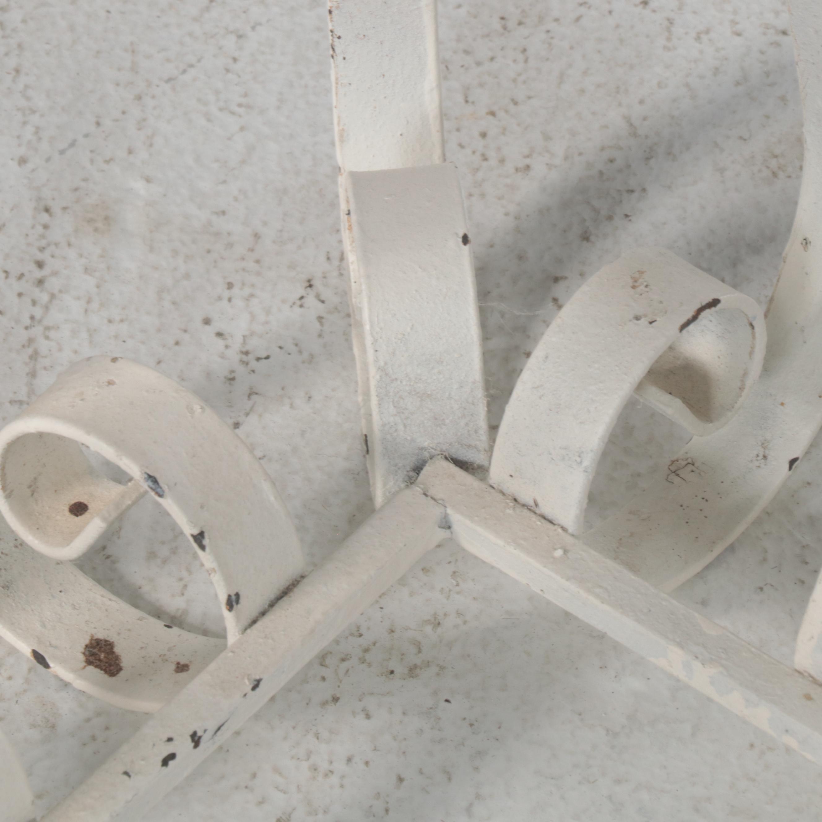 Large Modernist Scrolled Iron & Glass Top Coffee Table, Mid to Late 20th Century