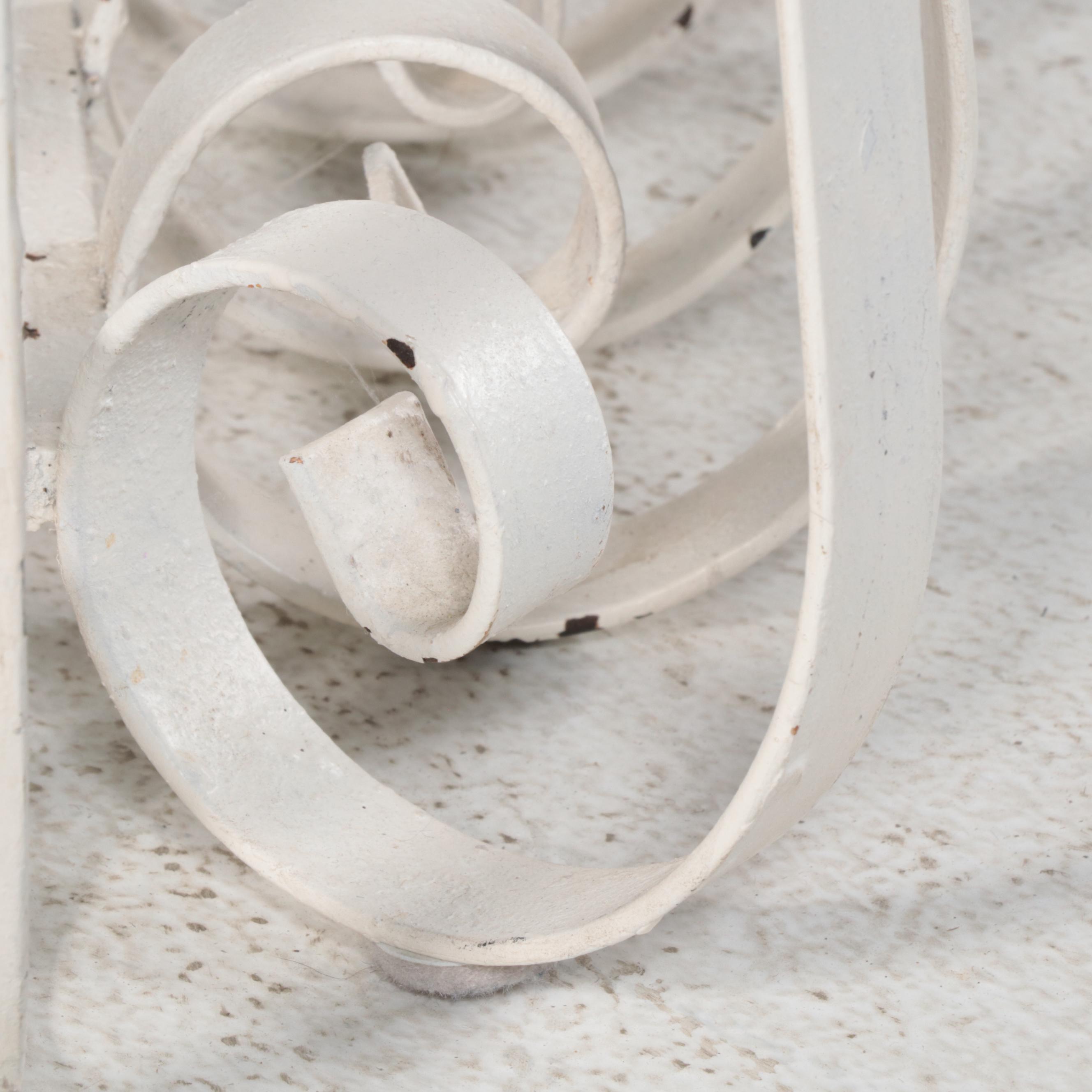 Large Modernist Scrolled Iron & Glass Top Coffee Table, Mid to Late 20th Century