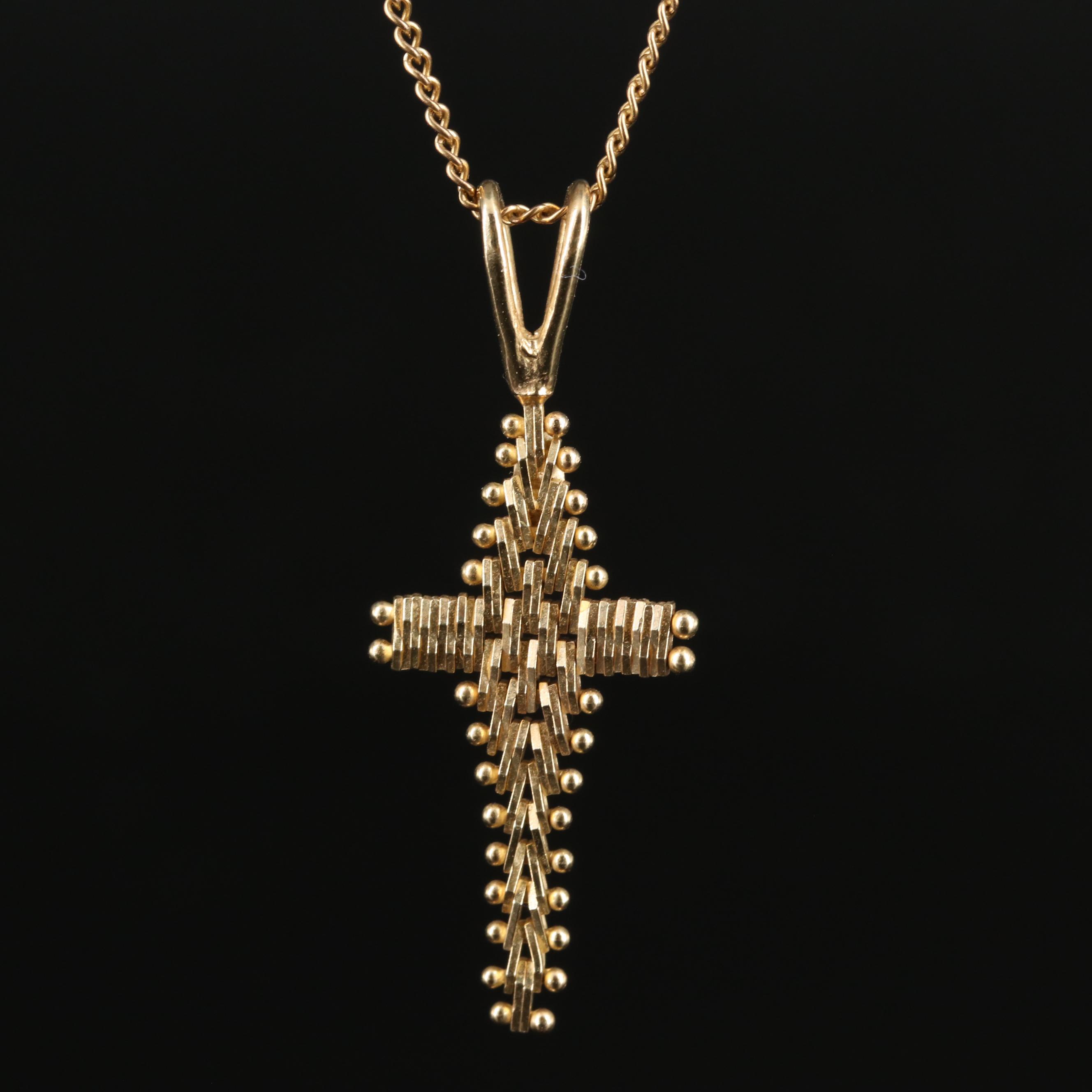 14K Ricco Style Cross Pendant and Gold-Filled Chain