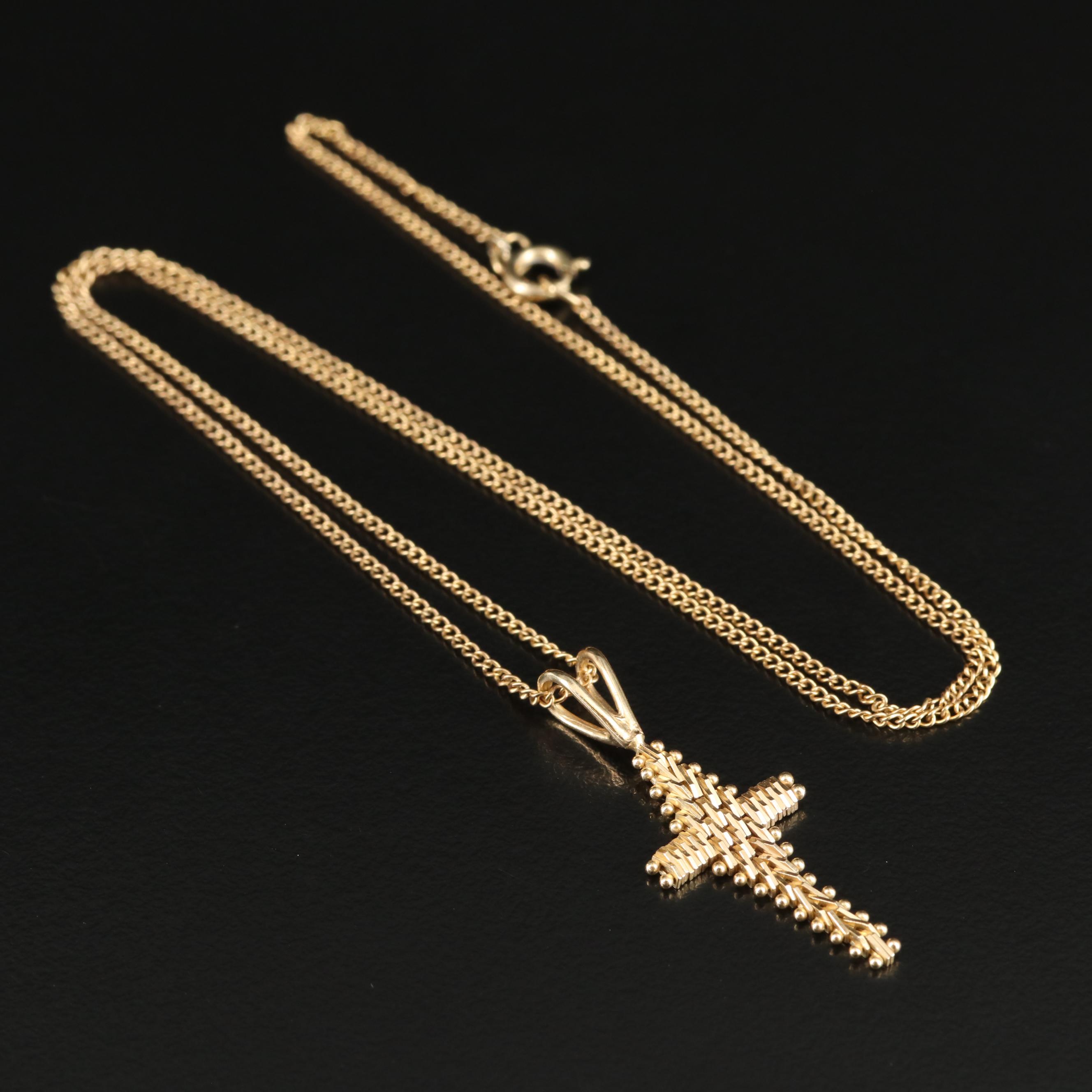 14K Ricco Style Cross Pendant and Gold-Filled Chain