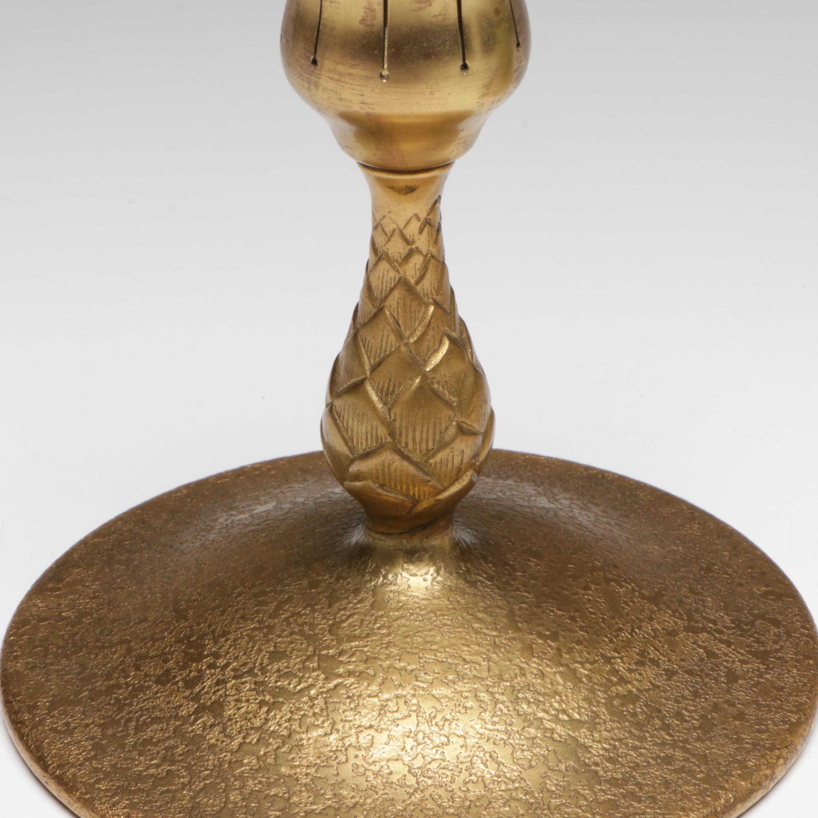 Louis Comfort Tiffany Favrile Art Glass Trumpet Vase in Etched Doré Bronze Base