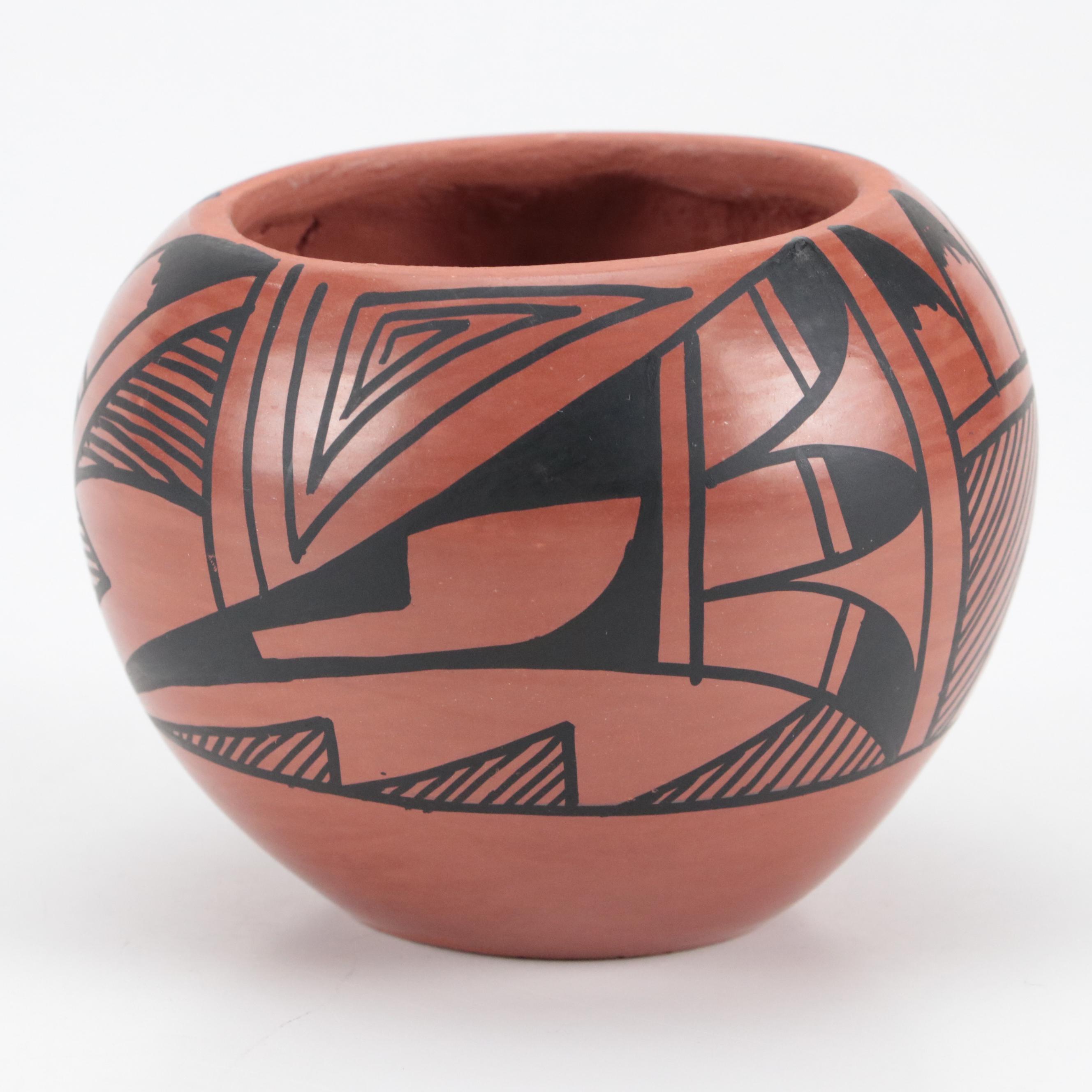 Chinana Jemez Pueblo Pottery Terracotta Pot with Ceramic Egg Figurine and More