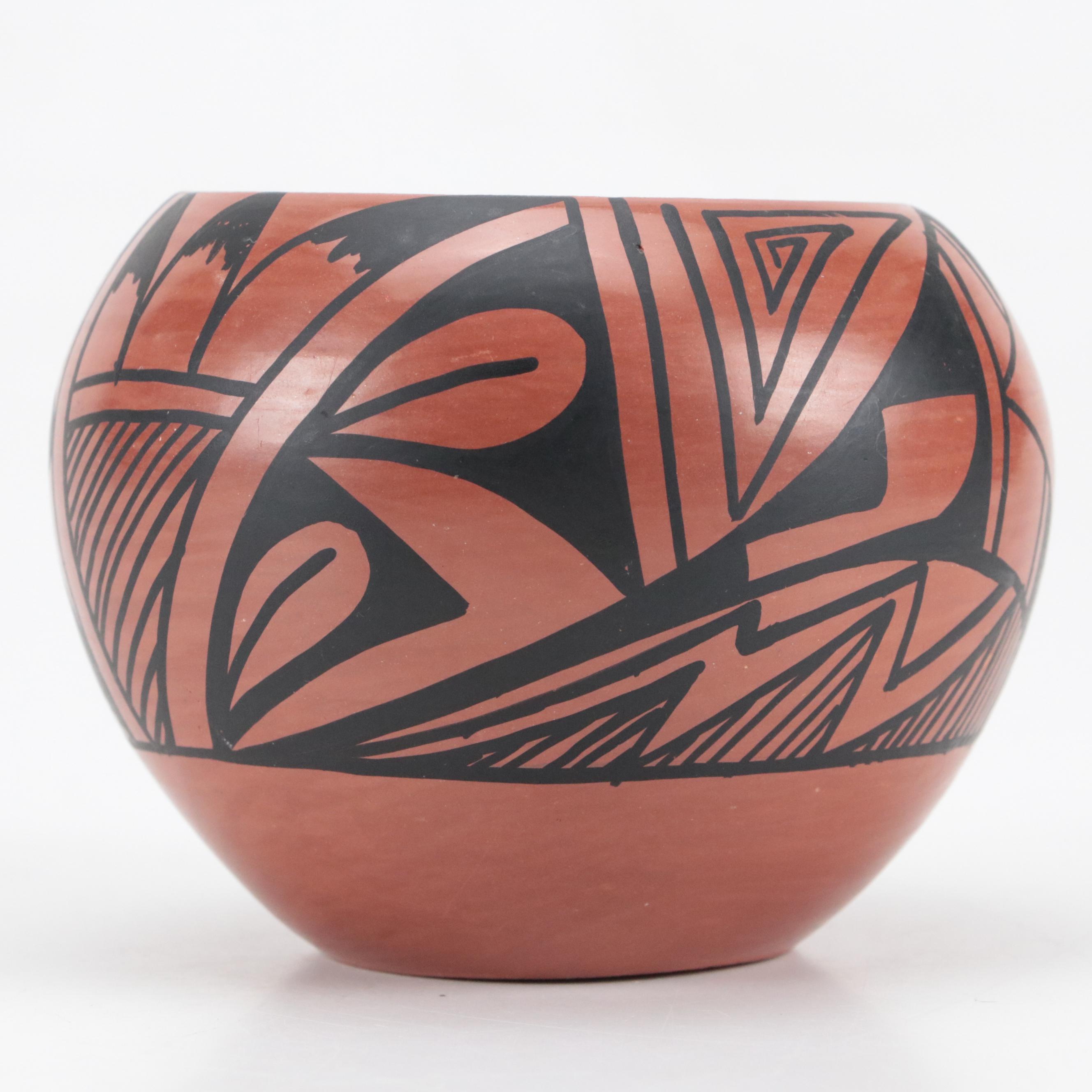Chinana Jemez Pueblo Pottery Terracotta Pot with Ceramic Egg Figurine and More