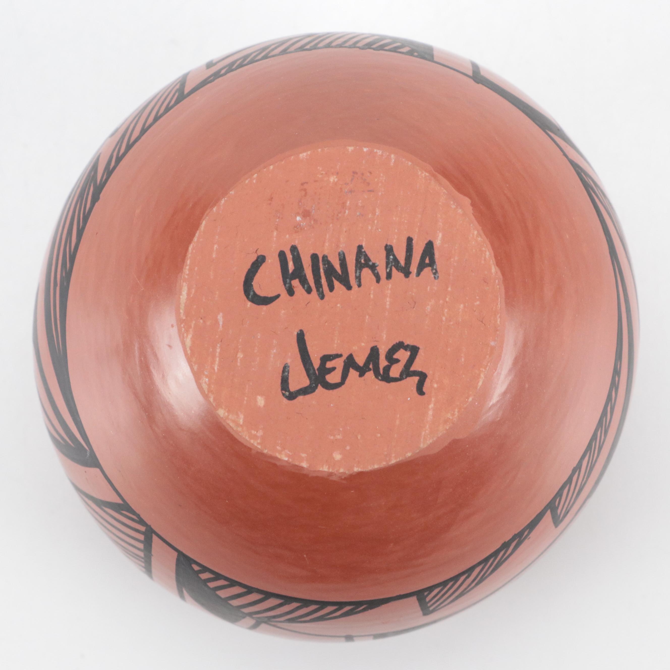 Chinana Jemez Pueblo Pottery Terracotta Pot with Ceramic Egg Figurine and More