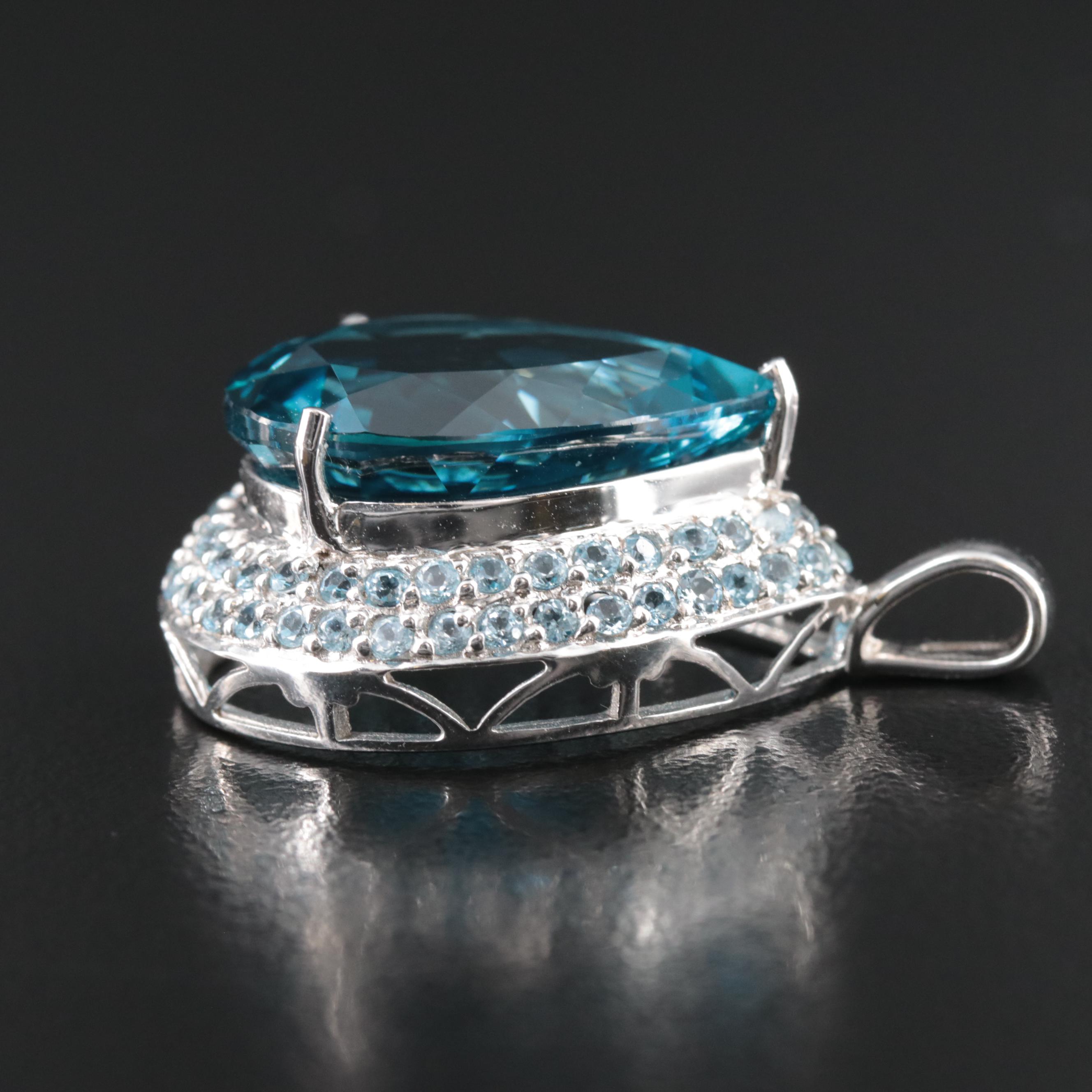 10K 22.48 CT London Blue Topaz and Topaz Pendant