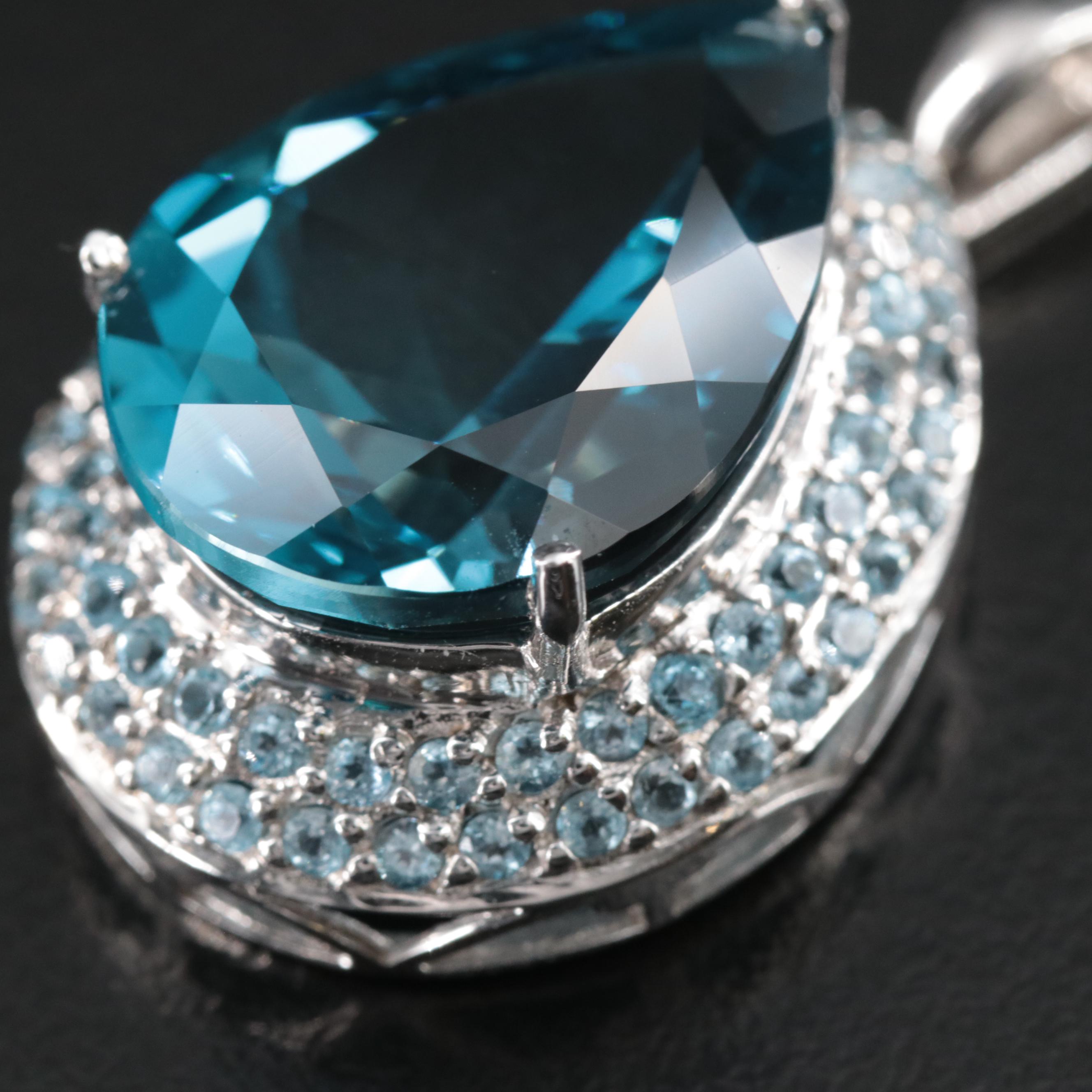 10K 22.48 CT London Blue Topaz and Topaz Pendant