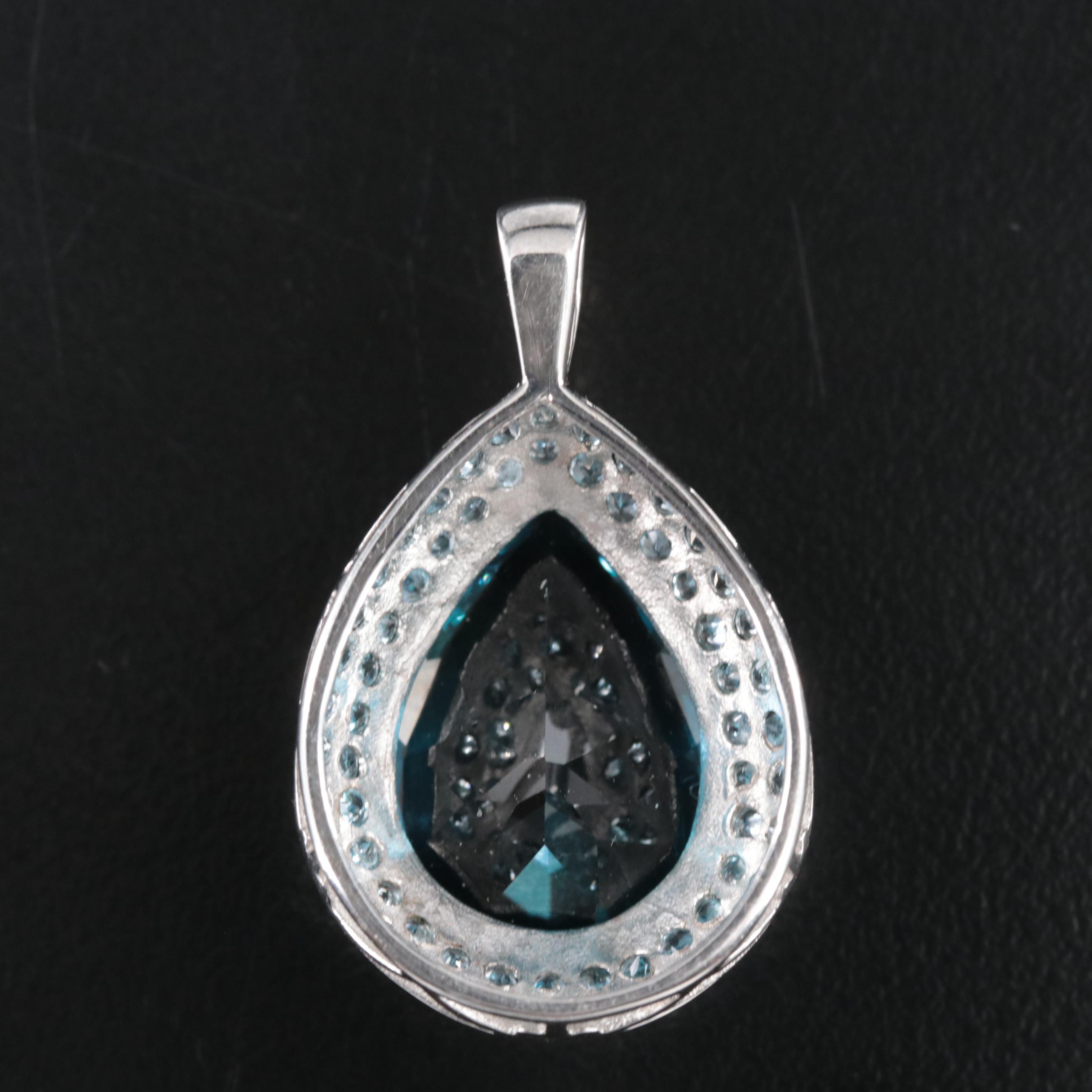10K 22.48 CT London Blue Topaz and Topaz Pendant