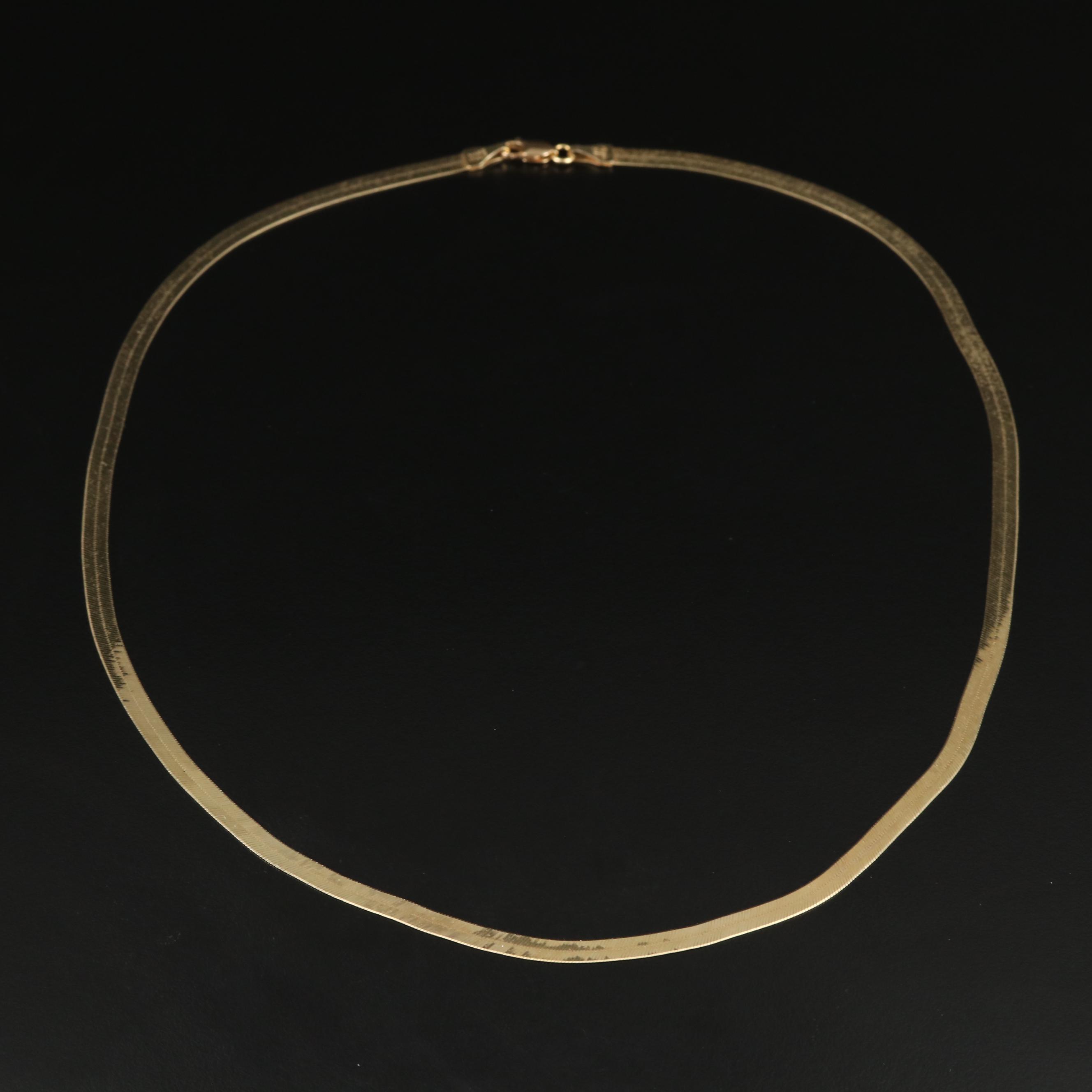 14K Herringbone Necklace