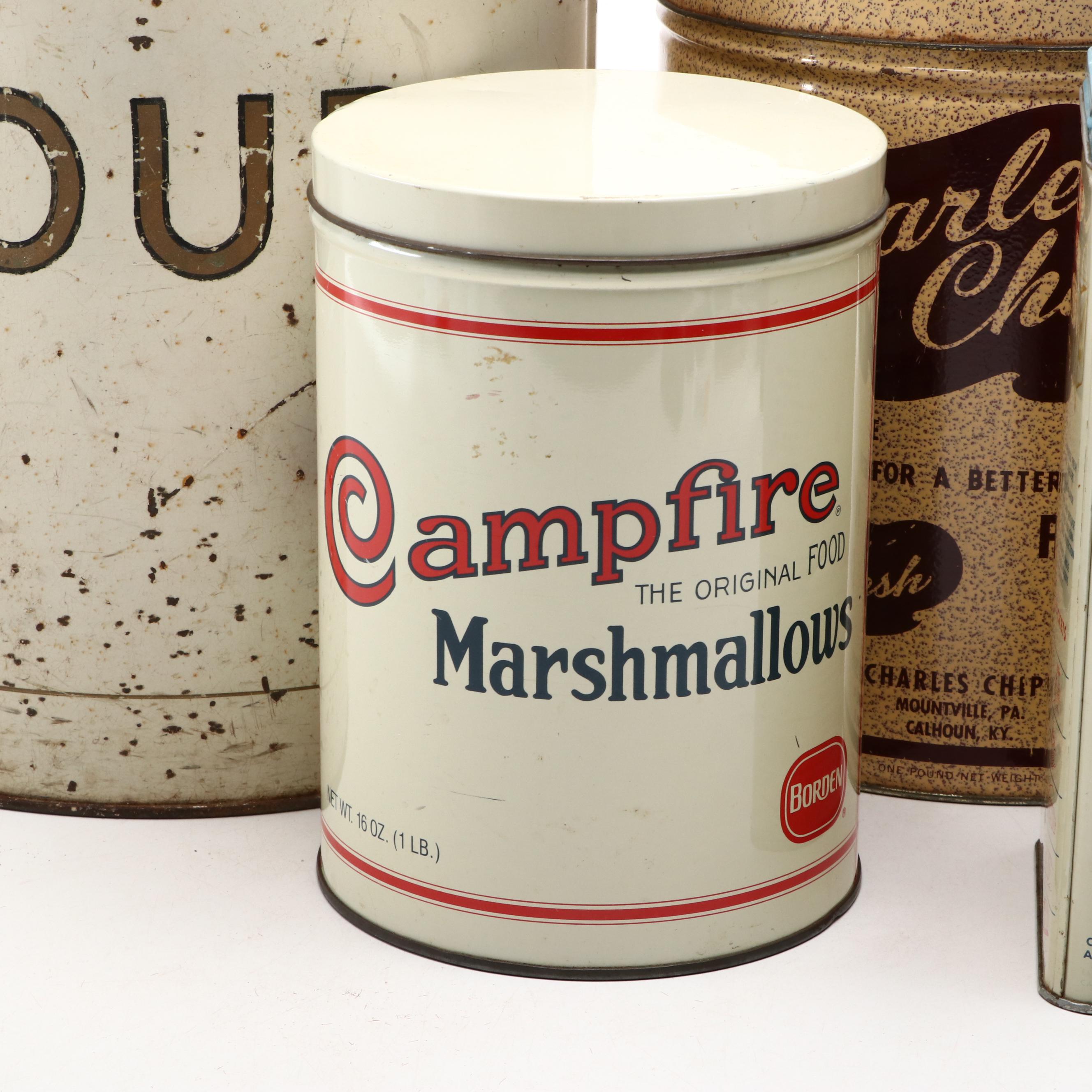 Flour, Saltines, Chips, and Marshmallows Metal Canisters with Coca-Cola Tray
