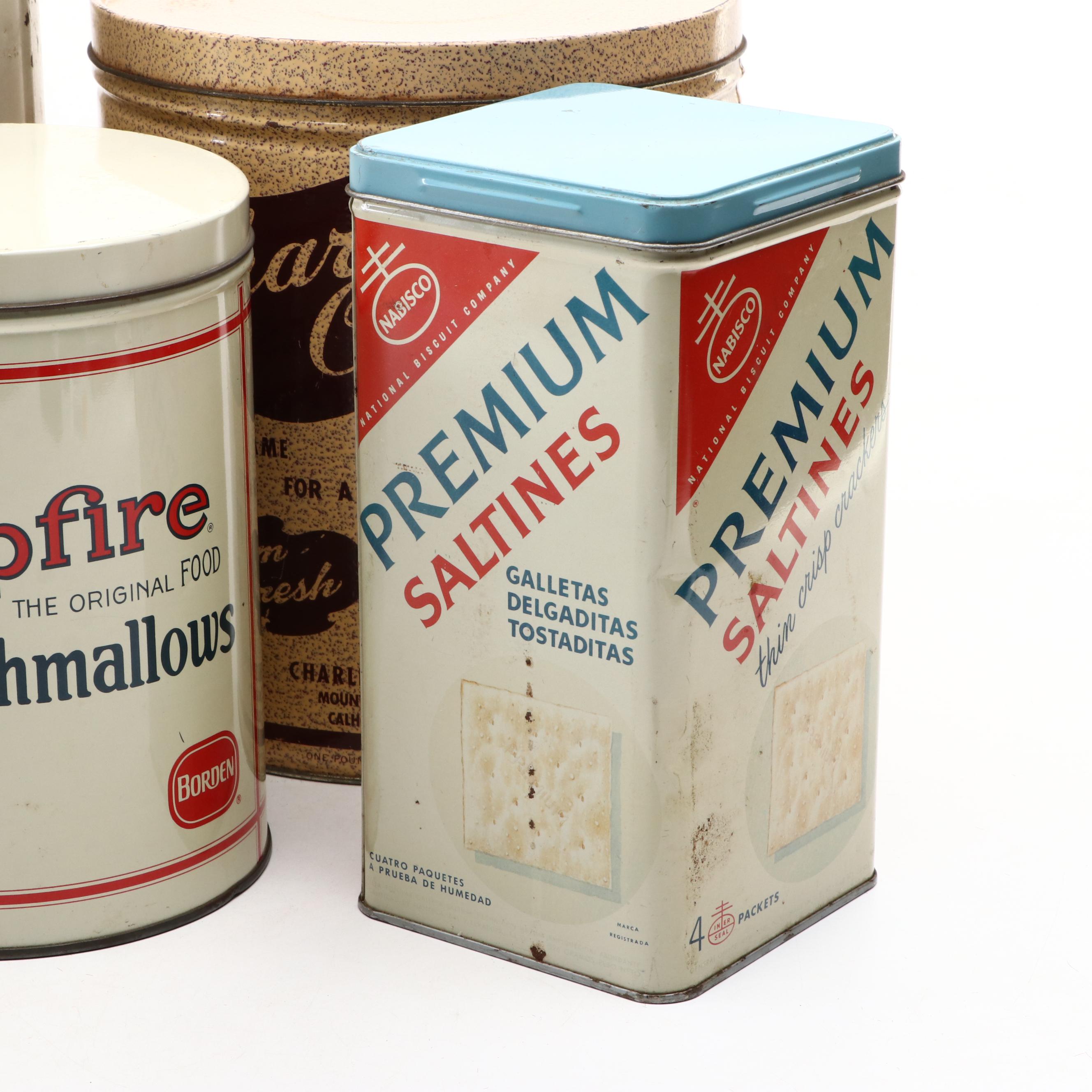 Flour, Saltines, Chips, and Marshmallows Metal Canisters with Coca-Cola Tray