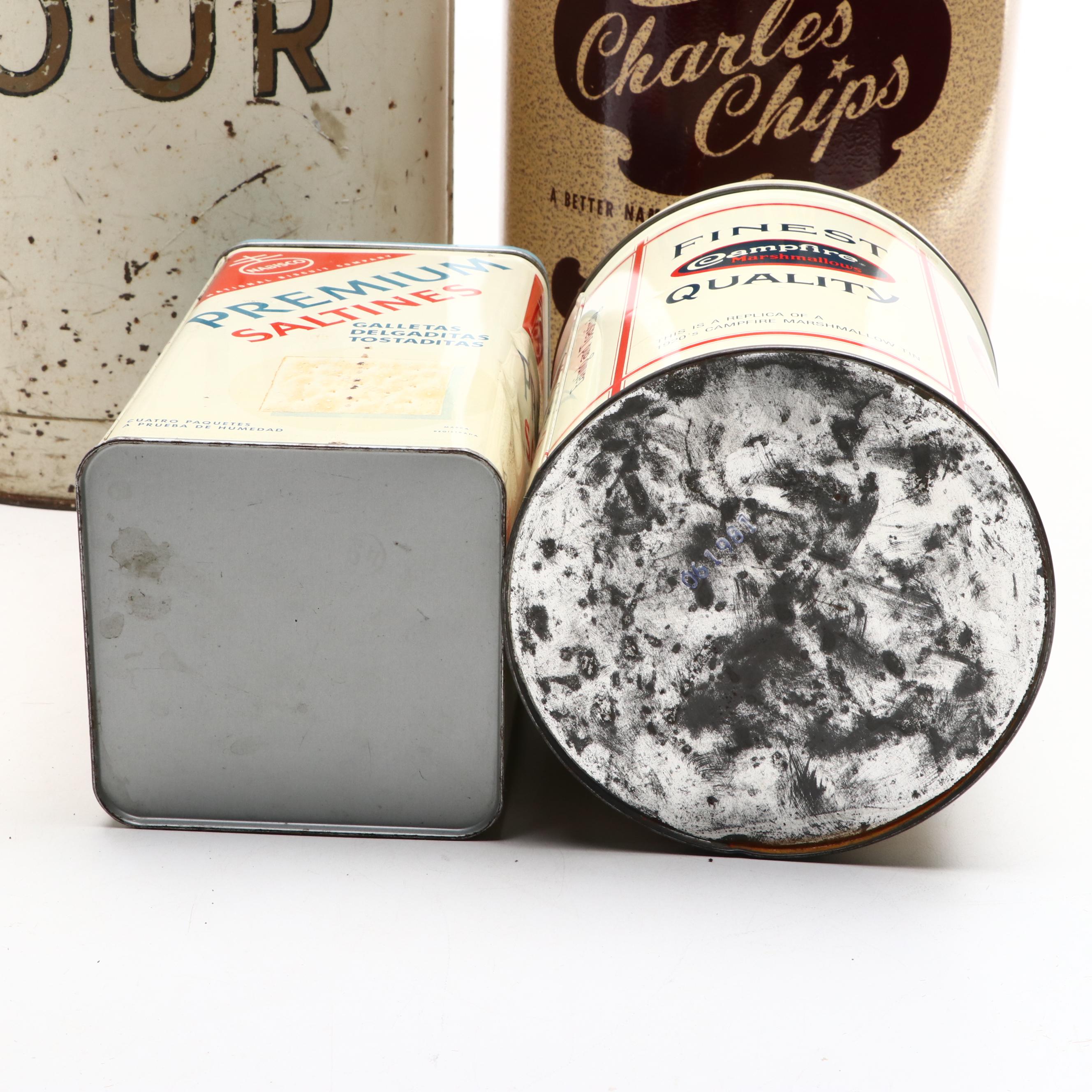 Flour, Saltines, Chips, and Marshmallows Metal Canisters with Coca-Cola Tray