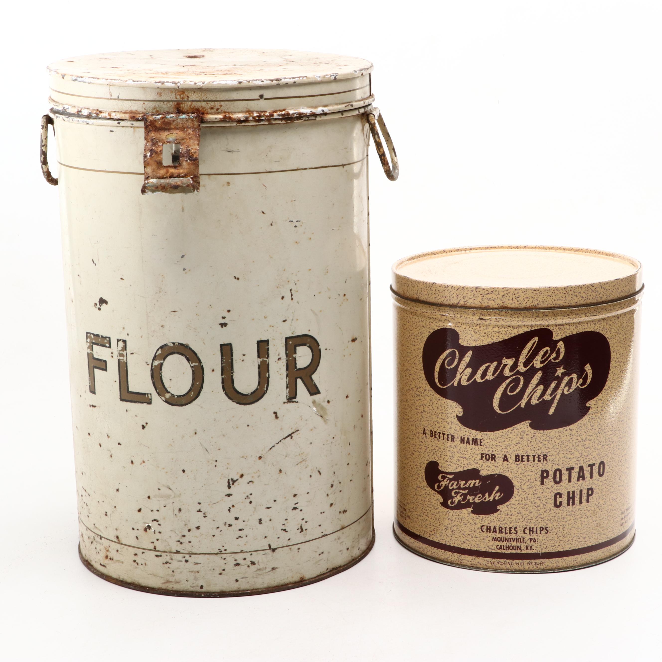 Flour, Saltines, Chips, and Marshmallows Metal Canisters with Coca-Cola Tray