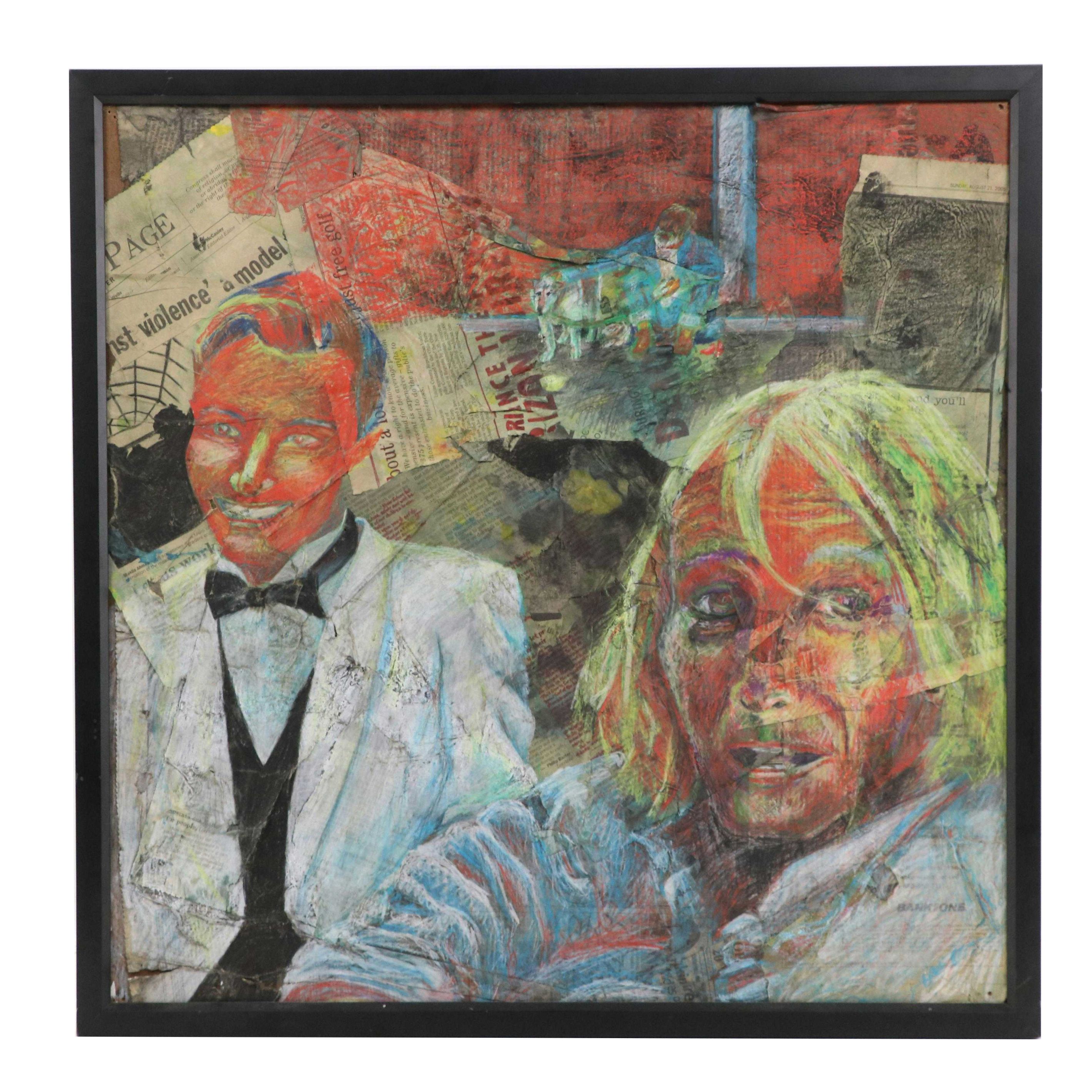 Surrealist Mixed Media Collage, Late 20th Century