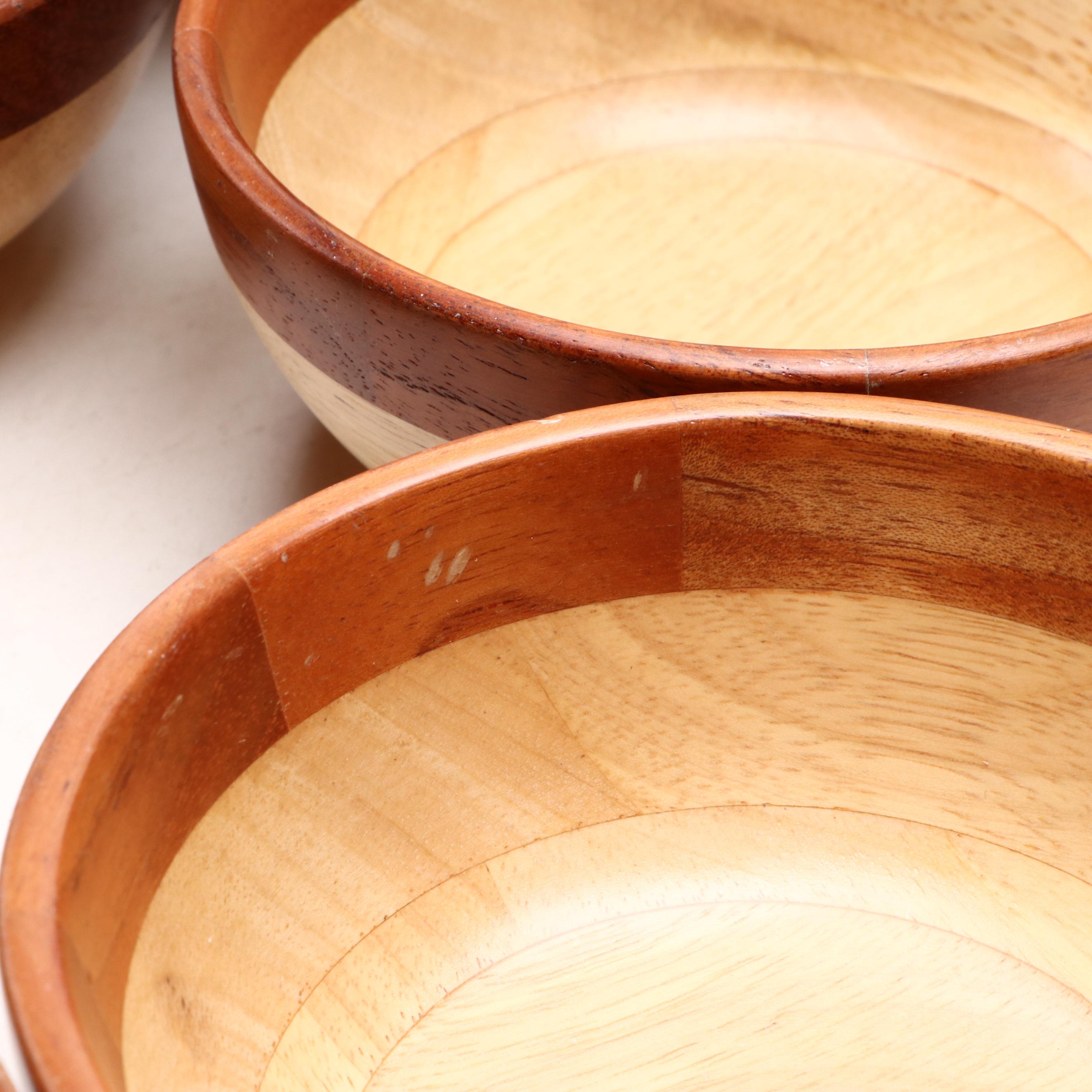 Pomerantz Wood Turned Bowls, Mid to Late 20th Century