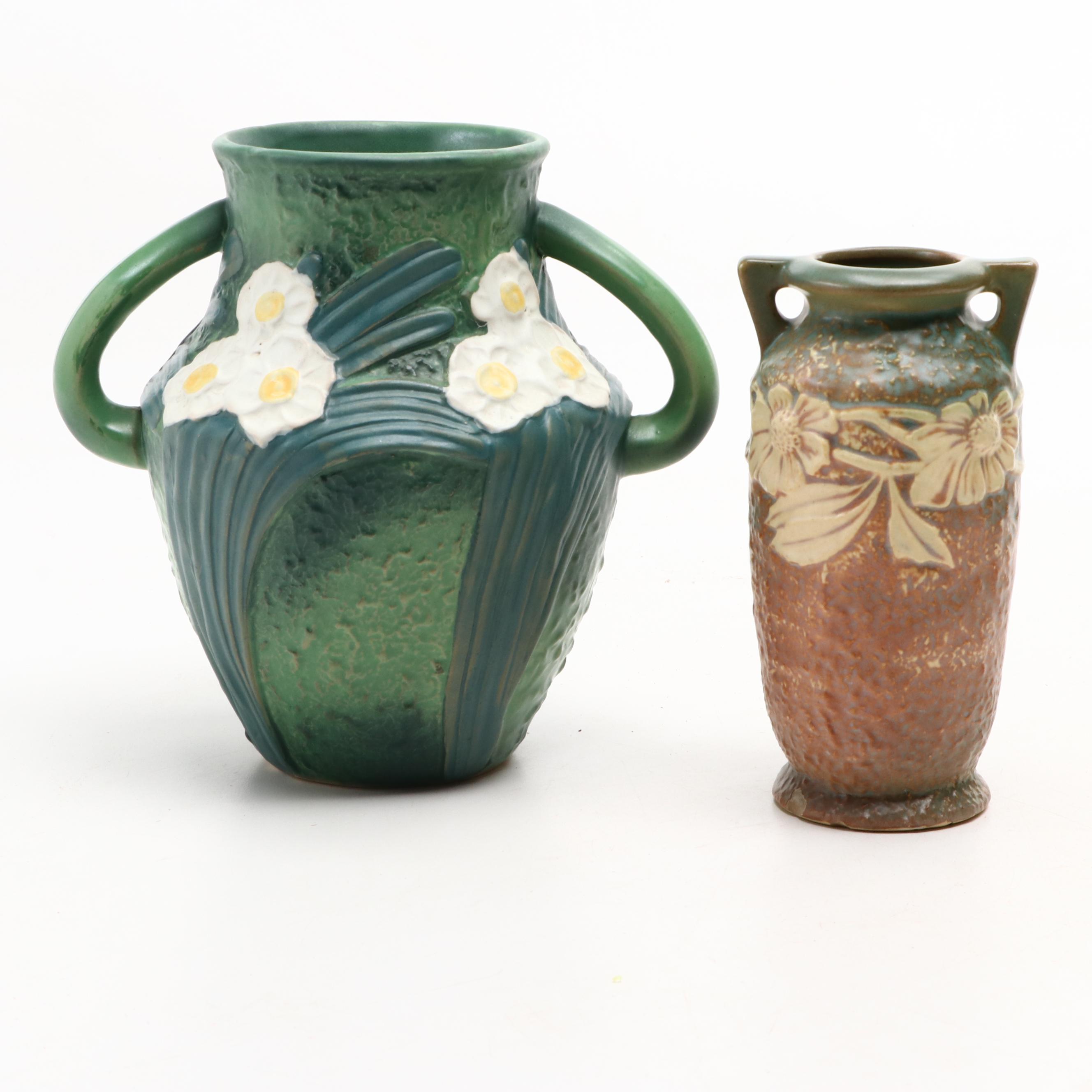 McCoy Tulip Pair Vase with Other Roseville and McCoy Art Pottery, Mid-20th
