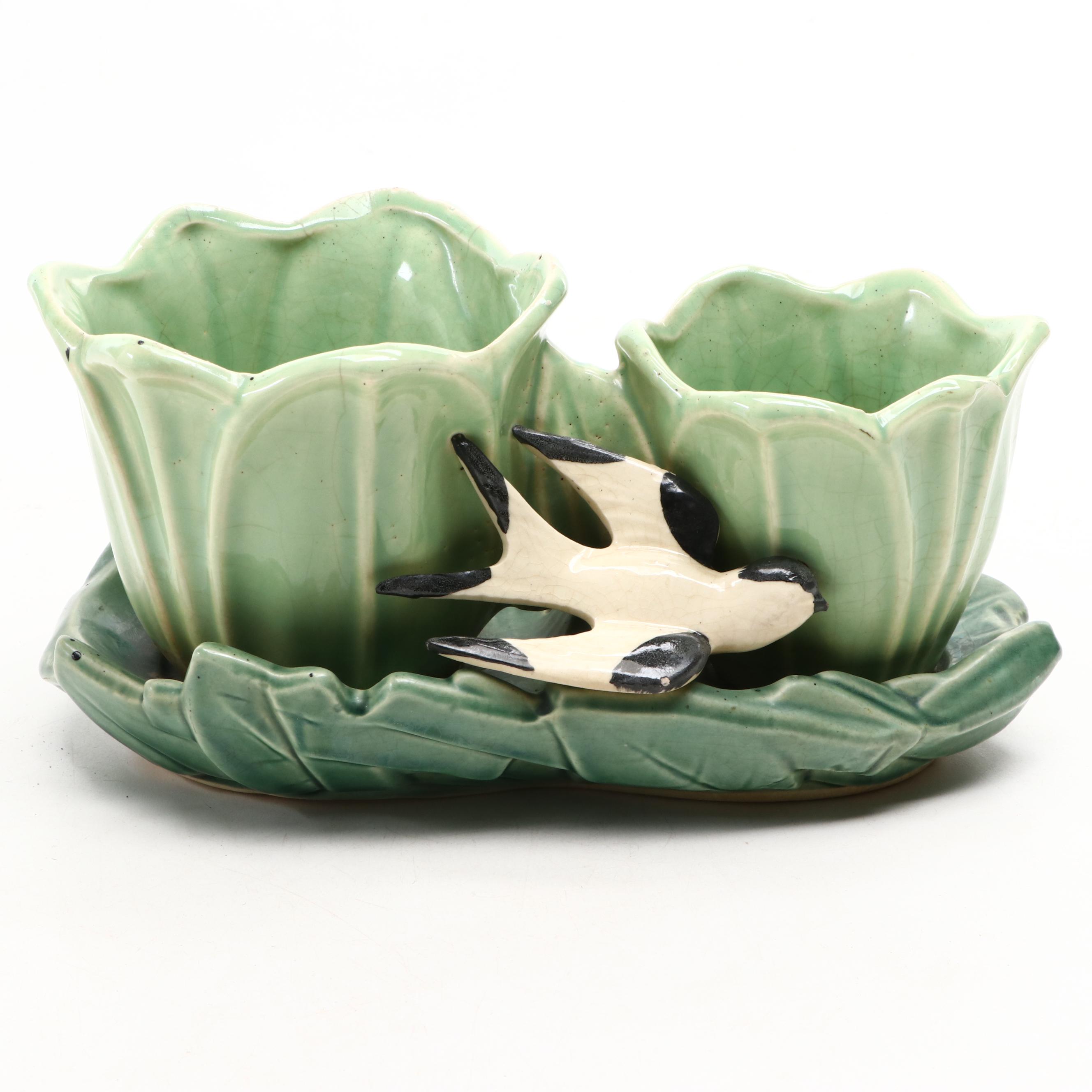 McCoy Tulip Pair Vase with Other Roseville and McCoy Art Pottery, Mid-20th