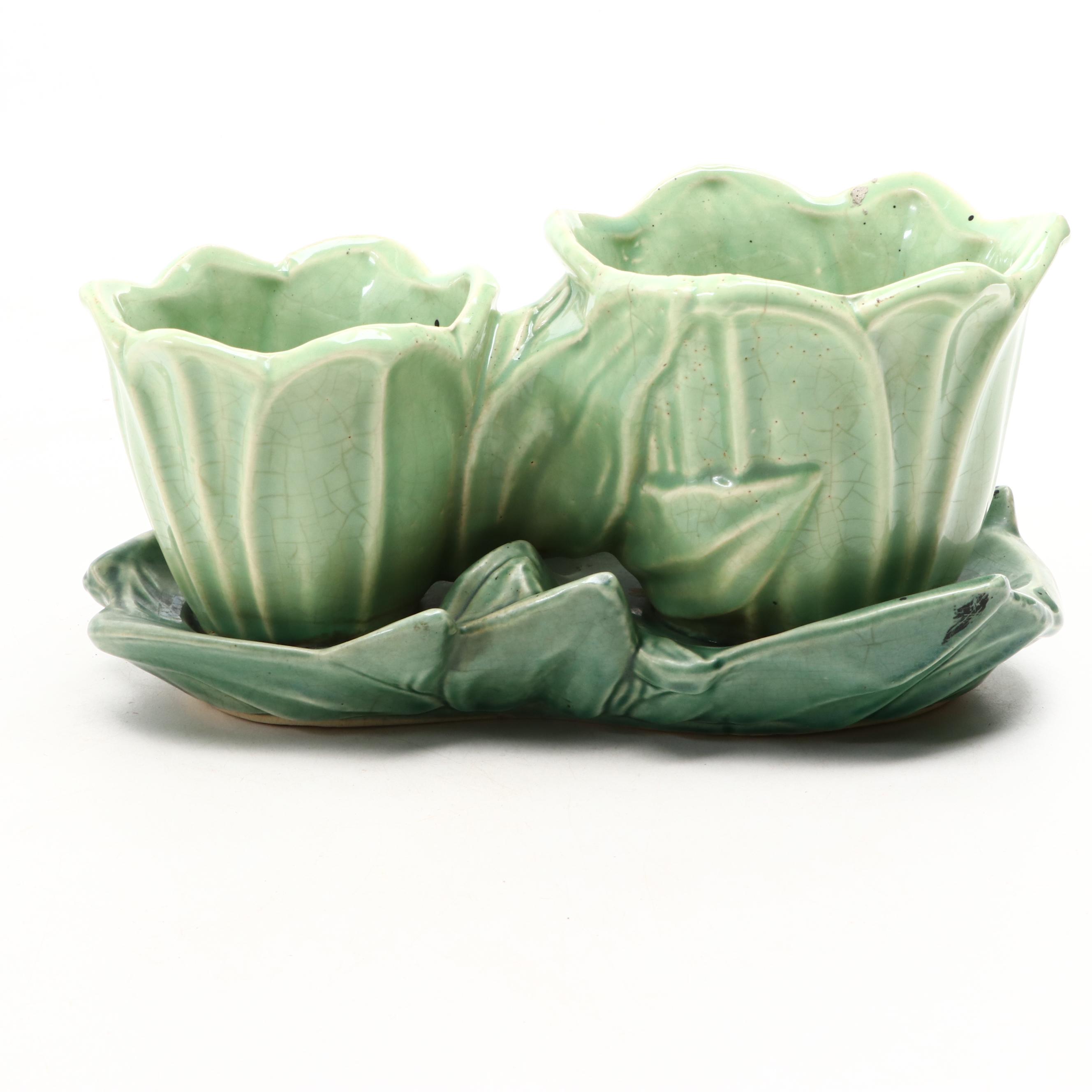 McCoy Tulip Pair Vase with Other Roseville and McCoy Art Pottery, Mid-20th