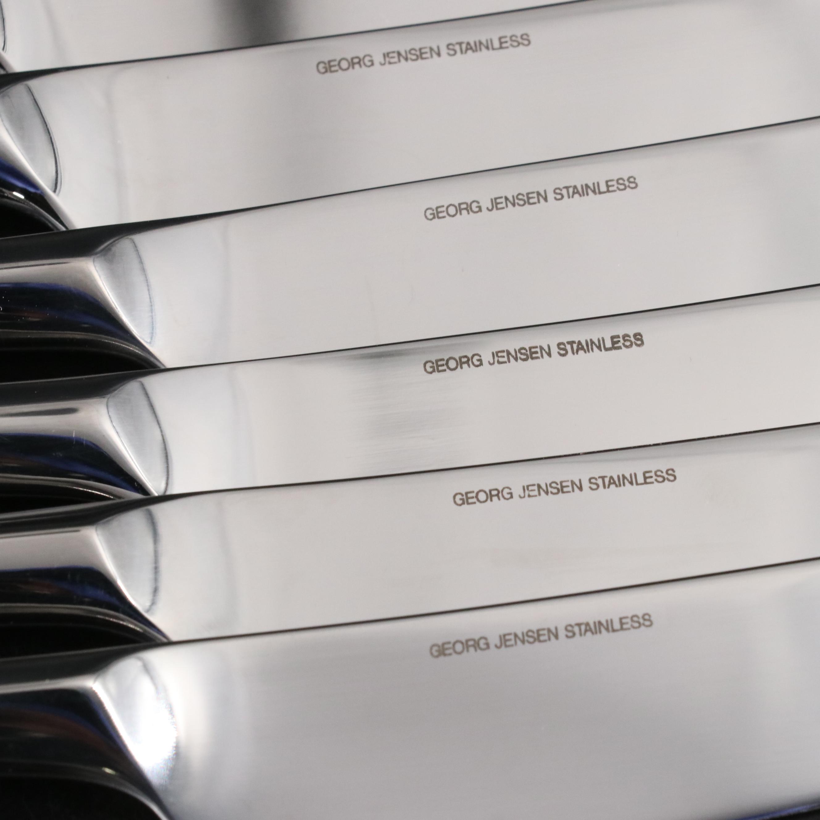 Georg Jensen Stainless Steel Shakers, Dinner Knife Set, and Cheese Knife