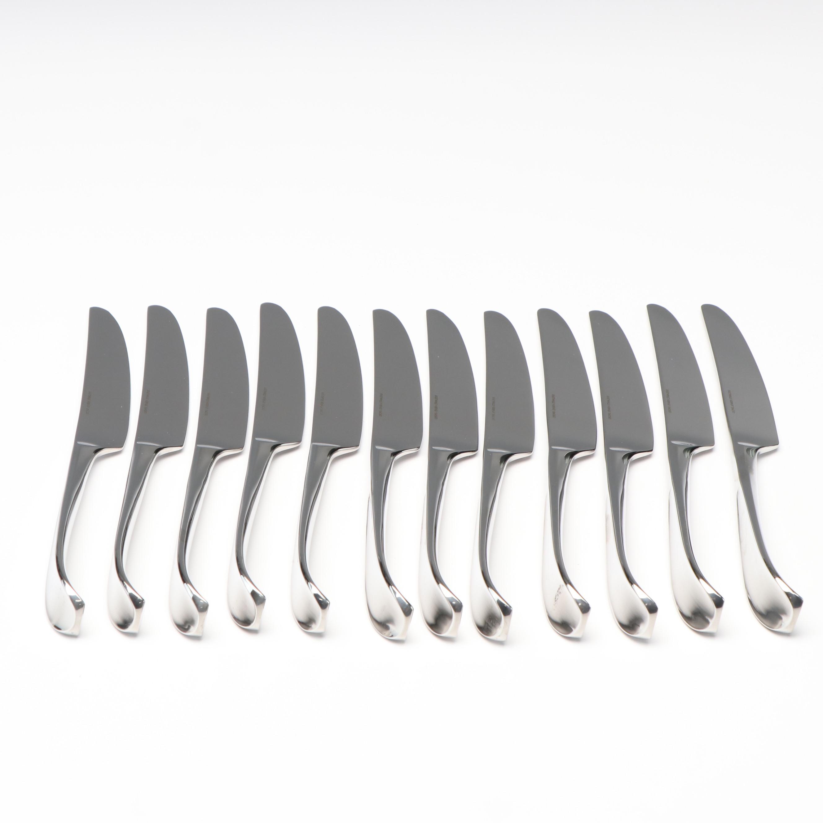 Georg Jensen Stainless Steel Shakers, Dinner Knife Set, and Cheese Knife