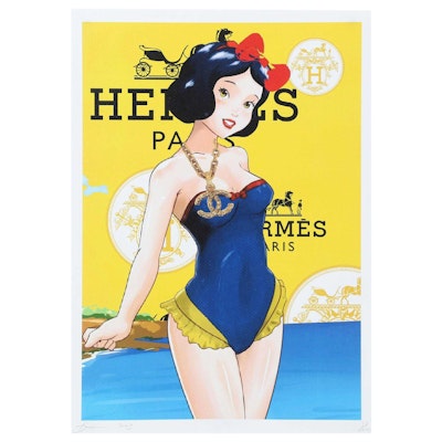 Death NYC Pop Art Graphic Print Homage to Hermes Featuring Snow White, 2023