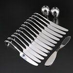Georg Jensen Stainless Steel Shakers, Dinner Knife Set, and Cheese Knife