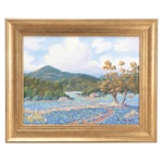 Jean Carmichael Texas Bluebonnet Landscape Oil Painting